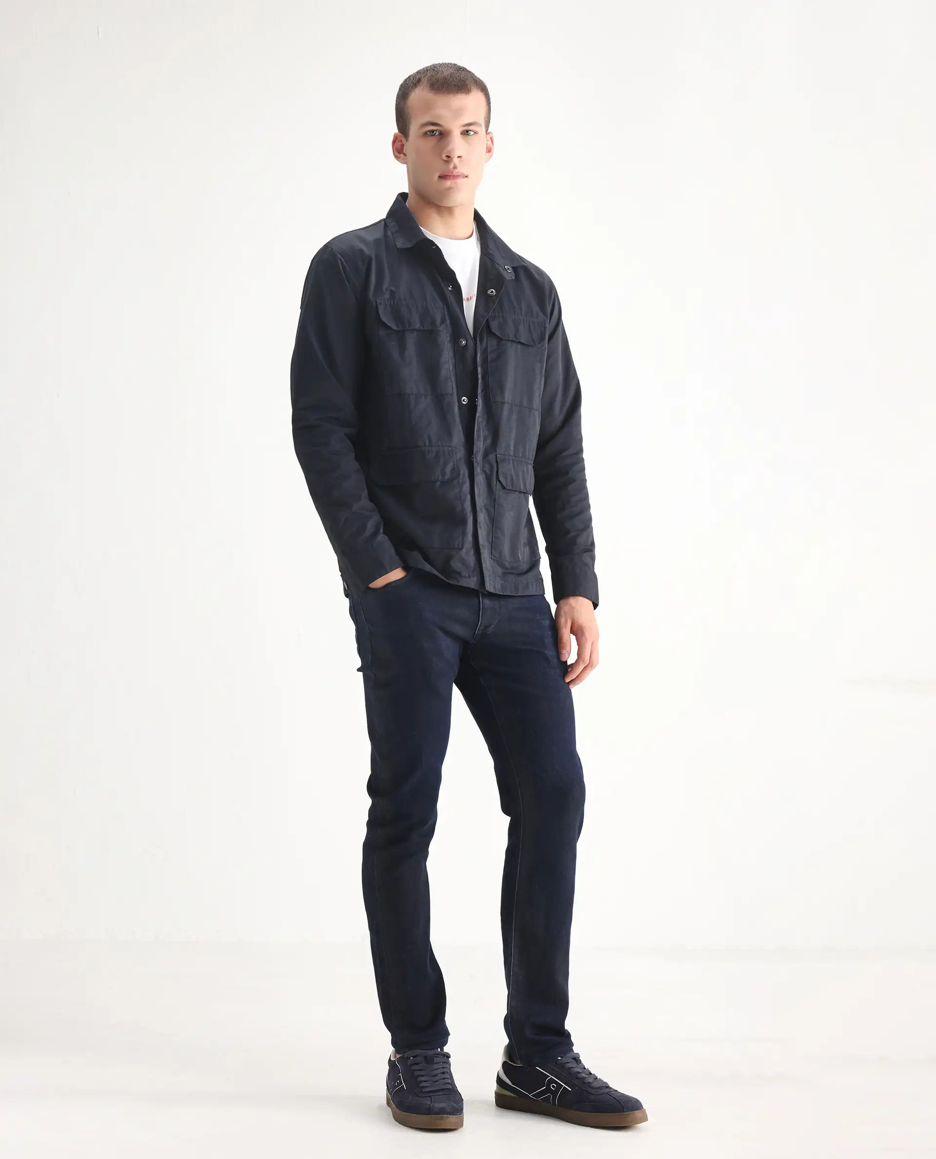 Rare Rabbit Men's Burd Blue Cotton Plain Hawk Slim Fit Jeans - Image 4
