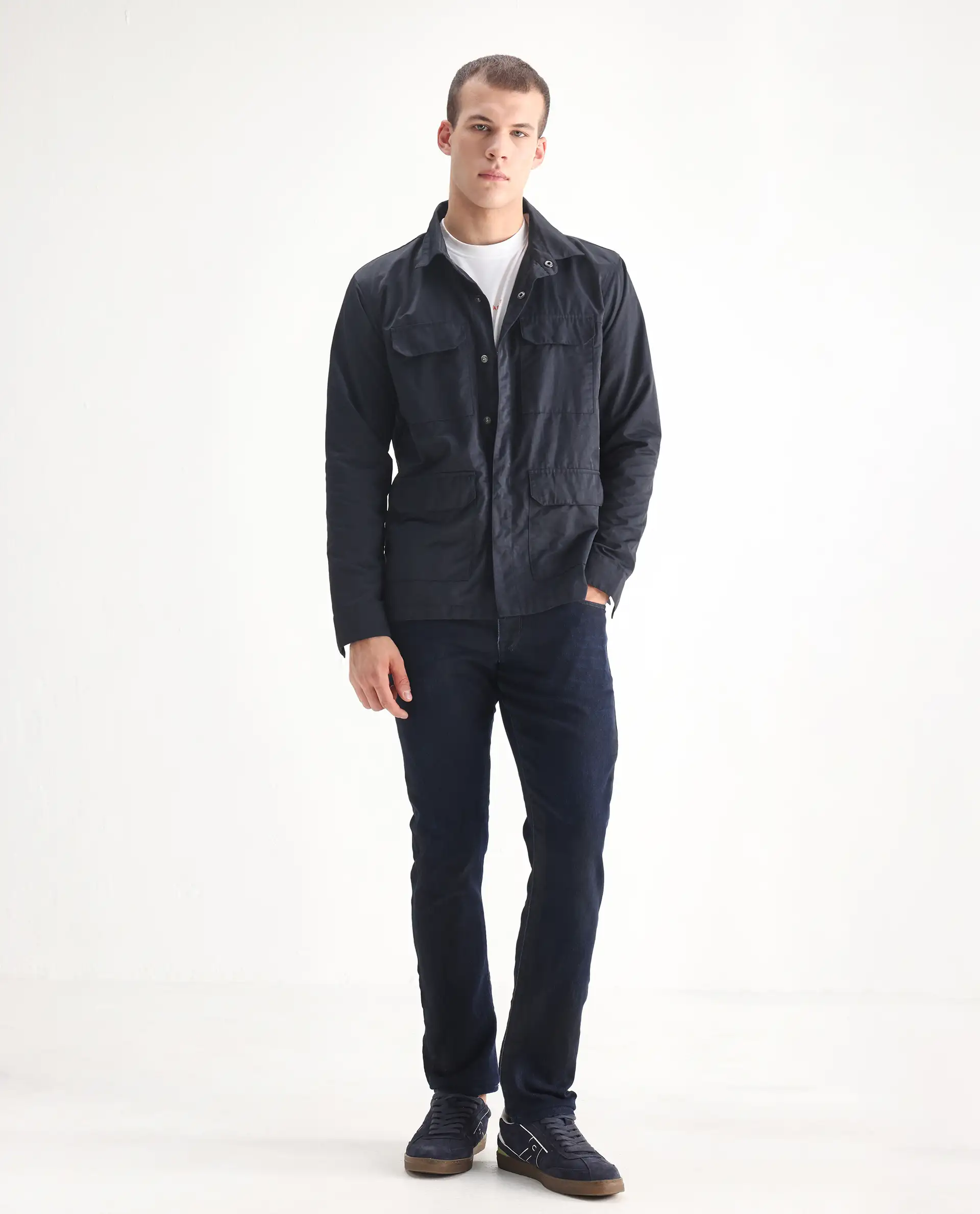 Rare Rabbit Men's Burd Blue Cotton Plain Hawk Slim Fit Jeans - Image 6