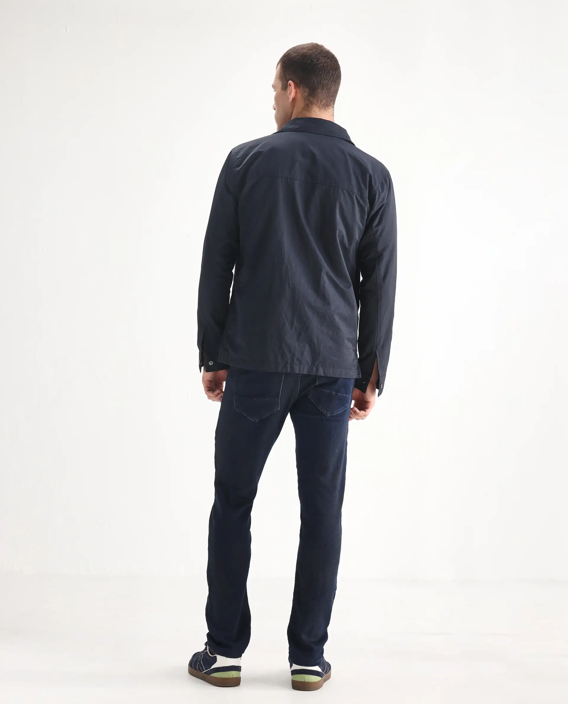 Rare Rabbit Men's Burd Blue Cotton Plain Hawk Slim Fit Jeans - Image 8