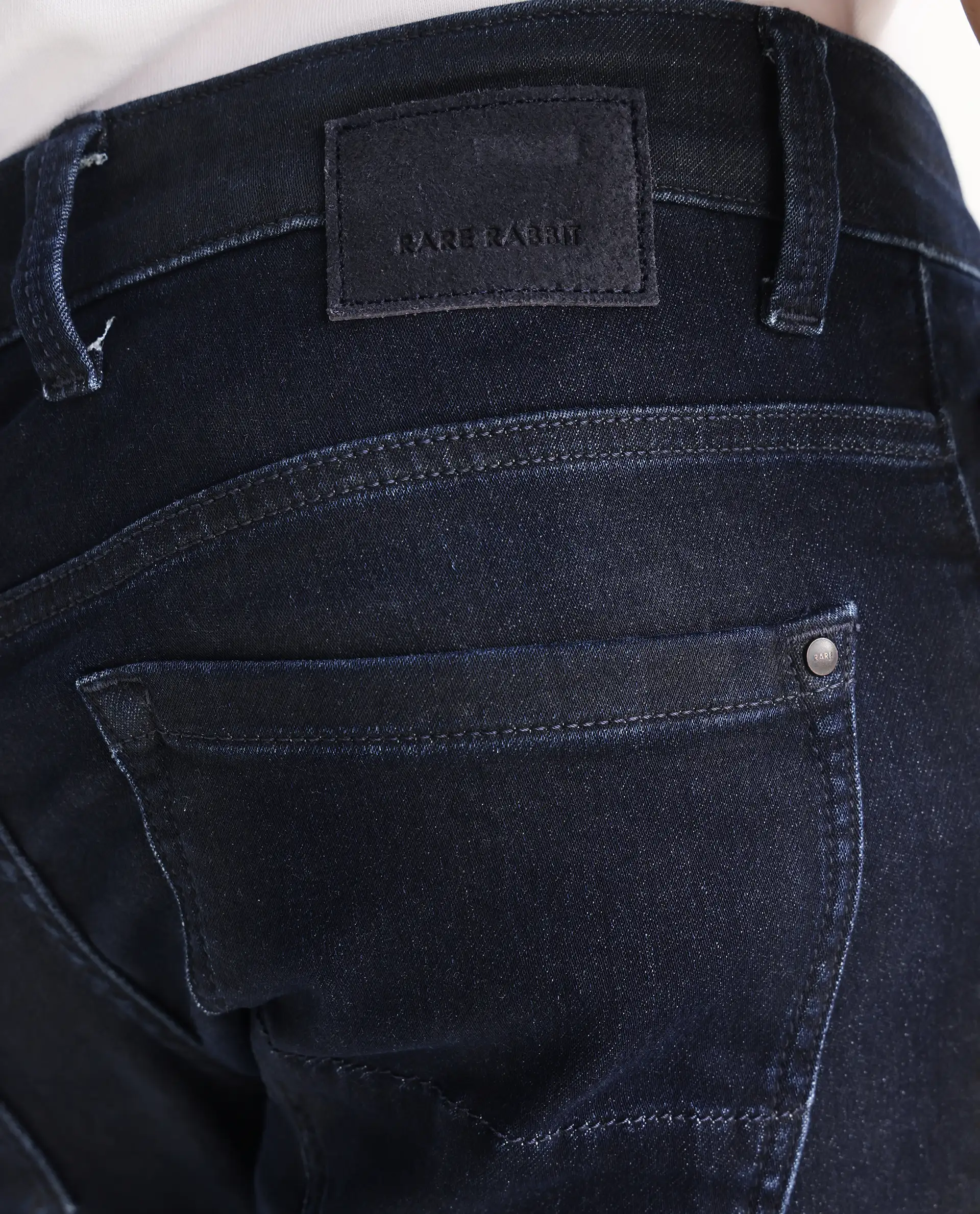 Rare Rabbit Men's Burd Blue Cotton Plain Hawk Slim Fit Jeans - Image 9