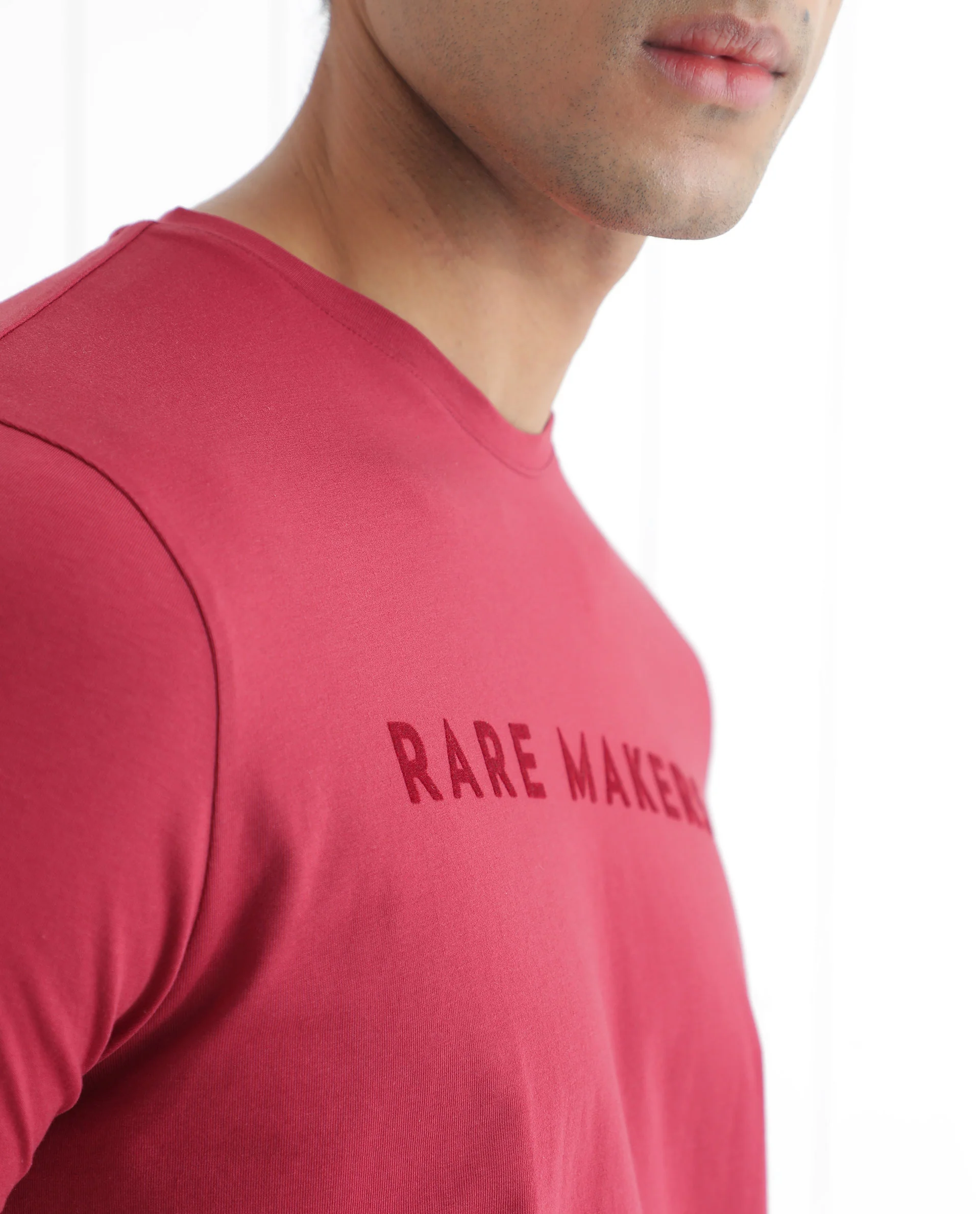 Rare Rabbit Men's Burke Dark Red Cotton Graphic Print Slim Fit Half Sleeve Crew Neck T-Shirt - Image 5