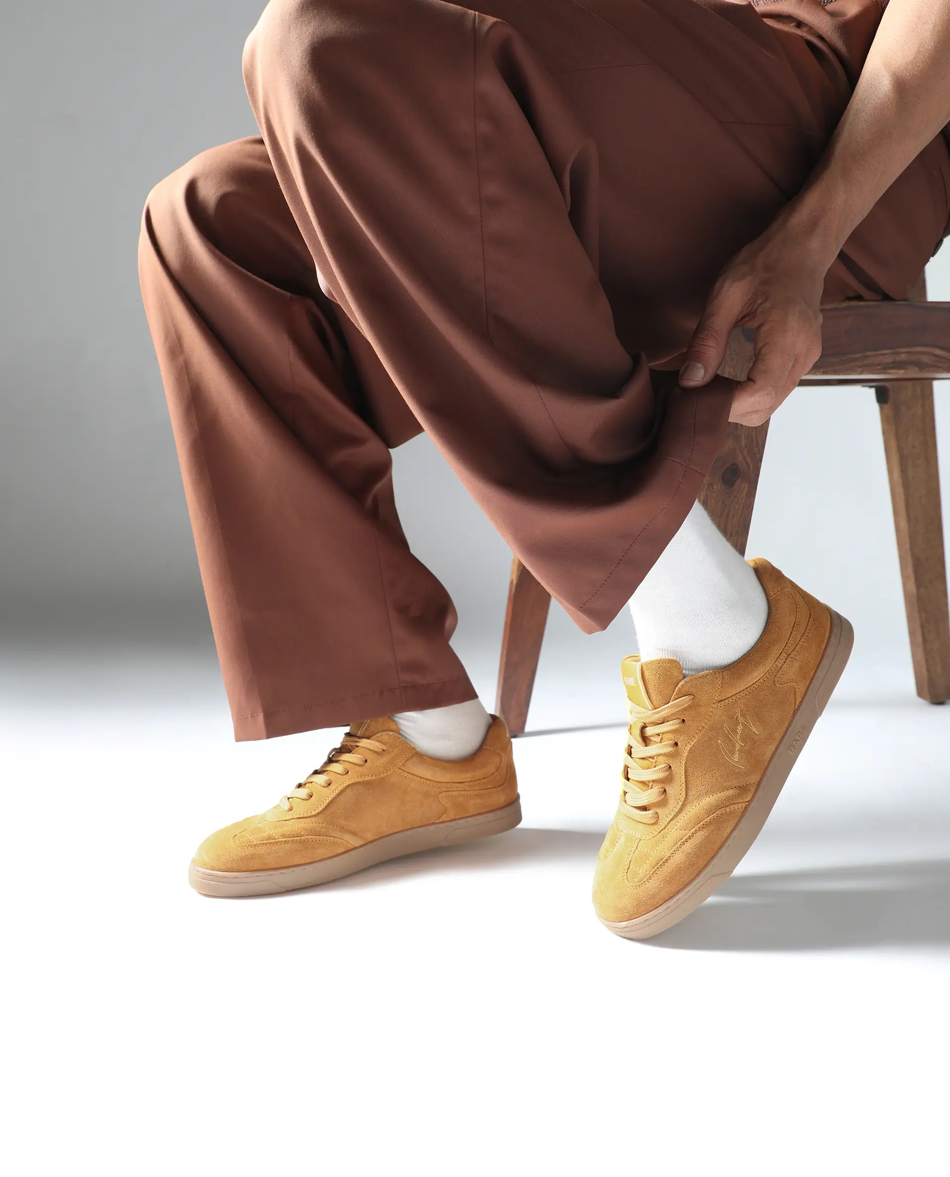 Rare Rabbit Men's Burnie Mustard Lace-Up Closure Suede Sneaker - Image 2