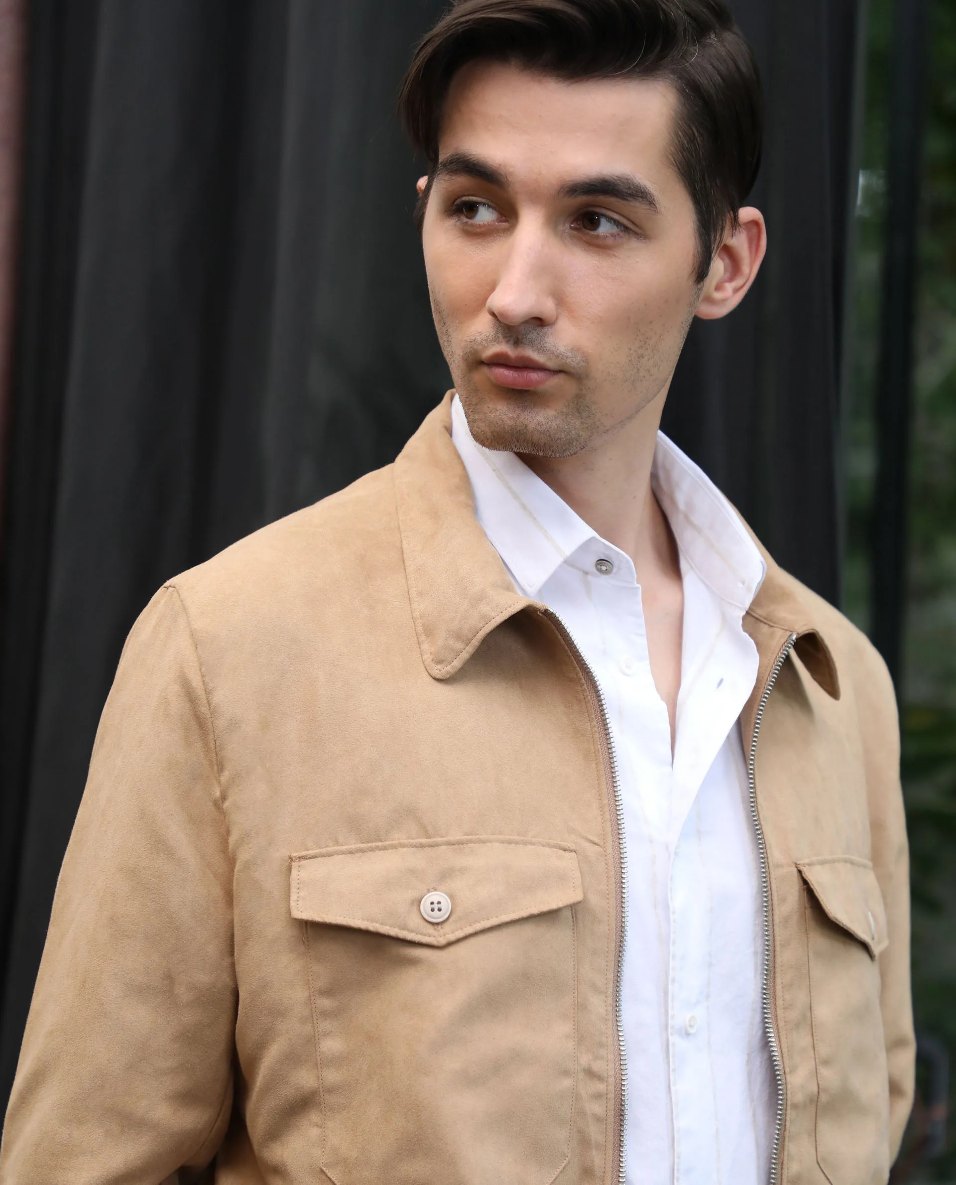 Rare Rabbit Men's Burning Khaki Cotton Plain Regular Fit Full Sleeve Spread Collar Jacket