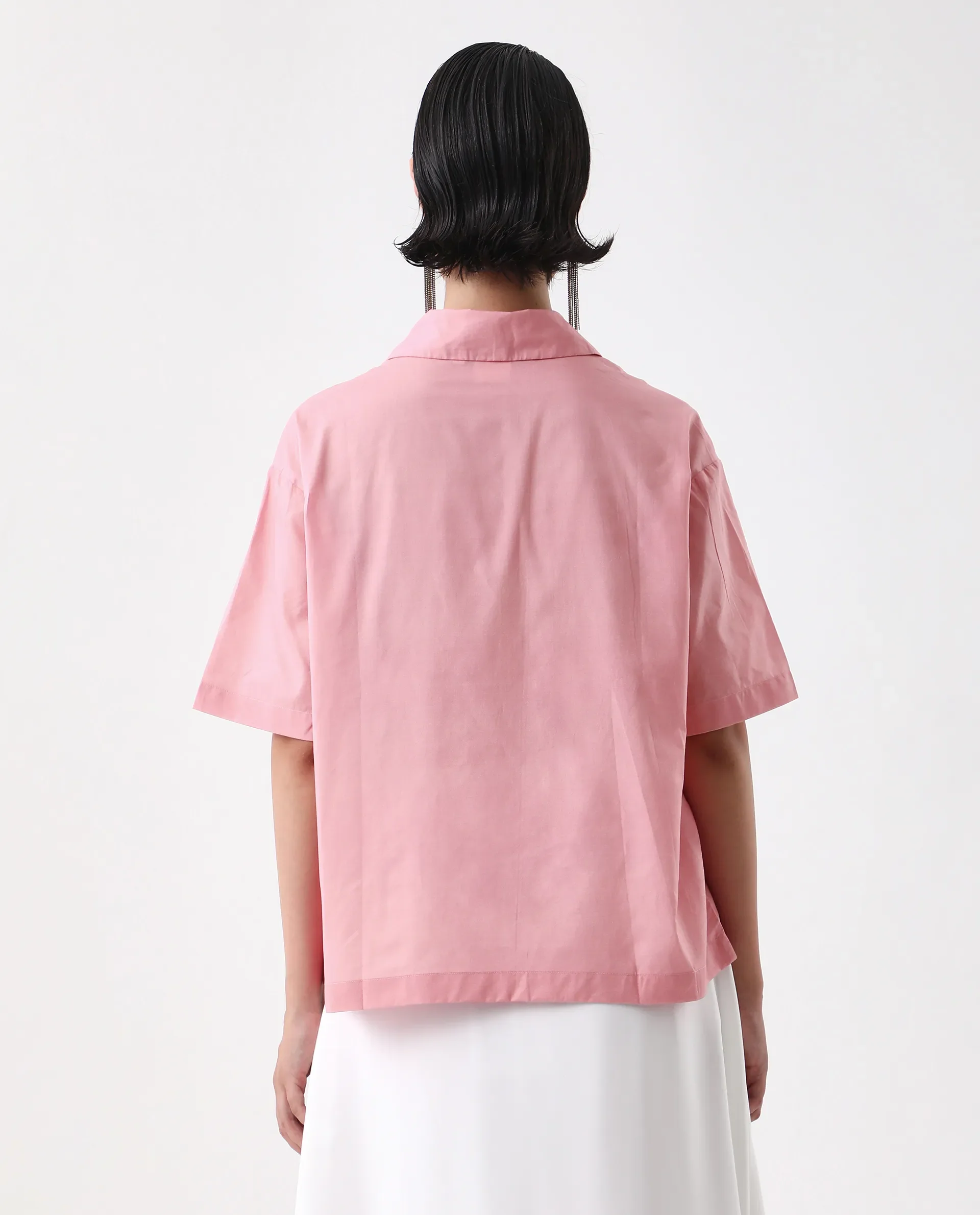 Rareism Women's Businge Dusky Pink Cotton Spread Collar Abstract Print Boxy Fit Shirt - Image 7