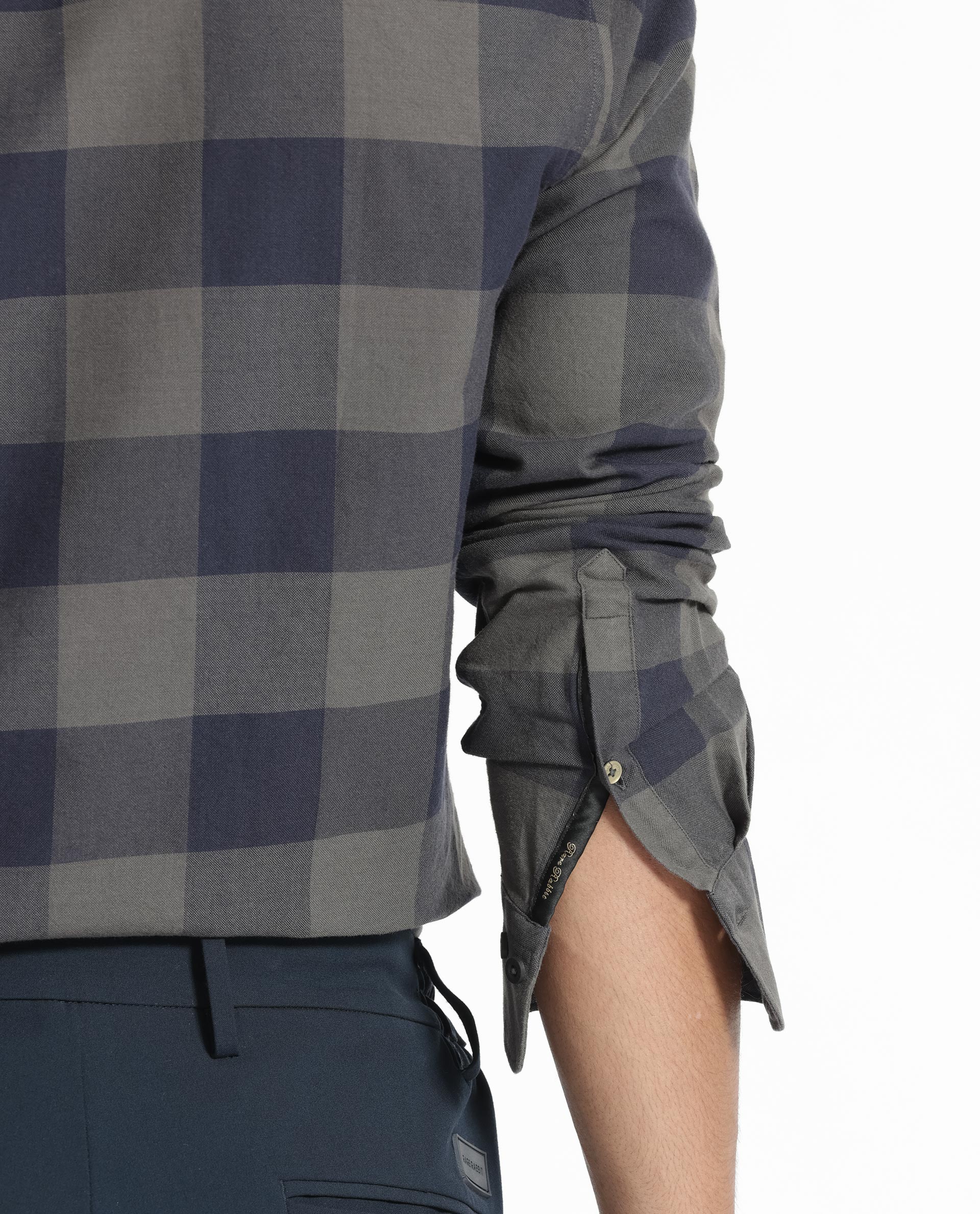 Rare Rabbit Men's Byre Dark Blue Cotton Checked Print Regular Fit Full Sleeve Collared Shirt - Image 4