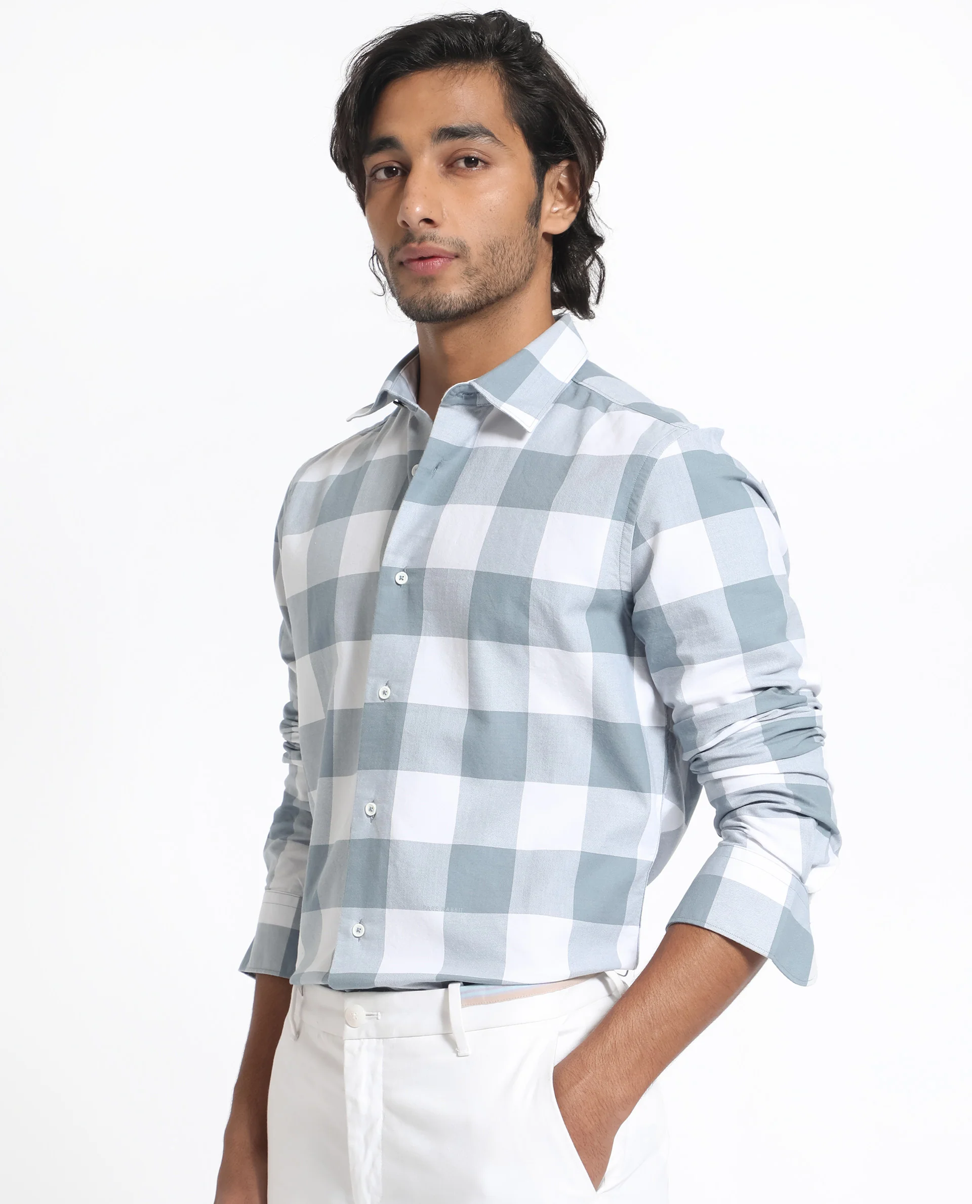 Rare Rabbit Men's Byre Dusky Blue Cotton Checked Print Regular Fit Full Sleeve Collared Shirt - Image 9