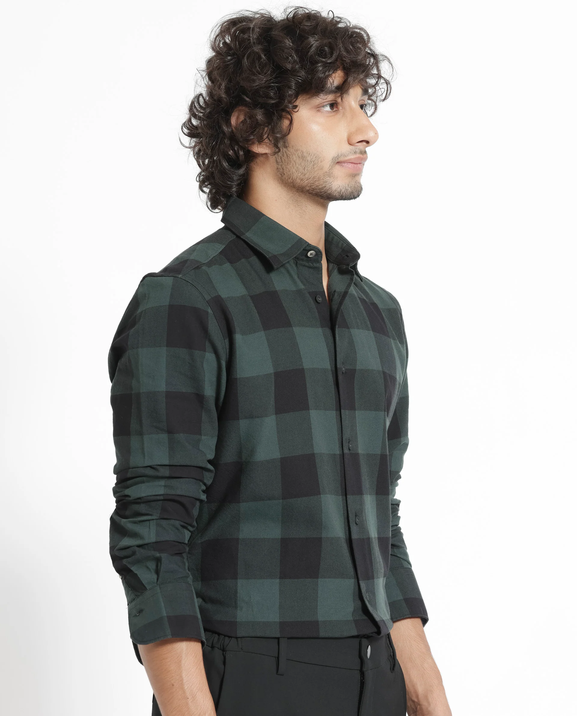 Rare Rabbit Men's Byre Dark Green Cotton Checked Print Regular Fit Full Sleeve Collared Shirt - Image 10