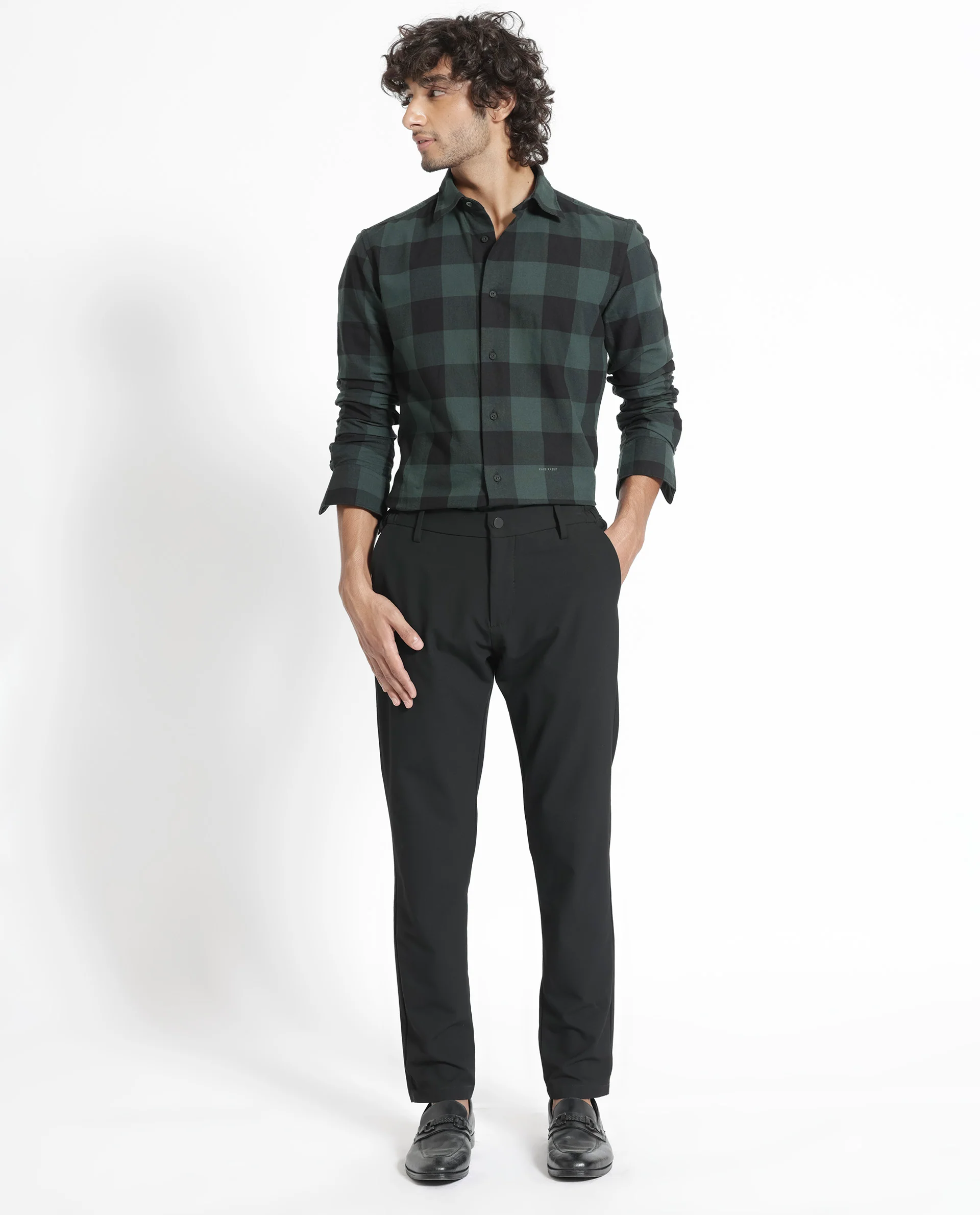 Rare Rabbit Men's Byre Dark Green Cotton Checked Print Regular Fit Full Sleeve Collared Shirt - Image 3
