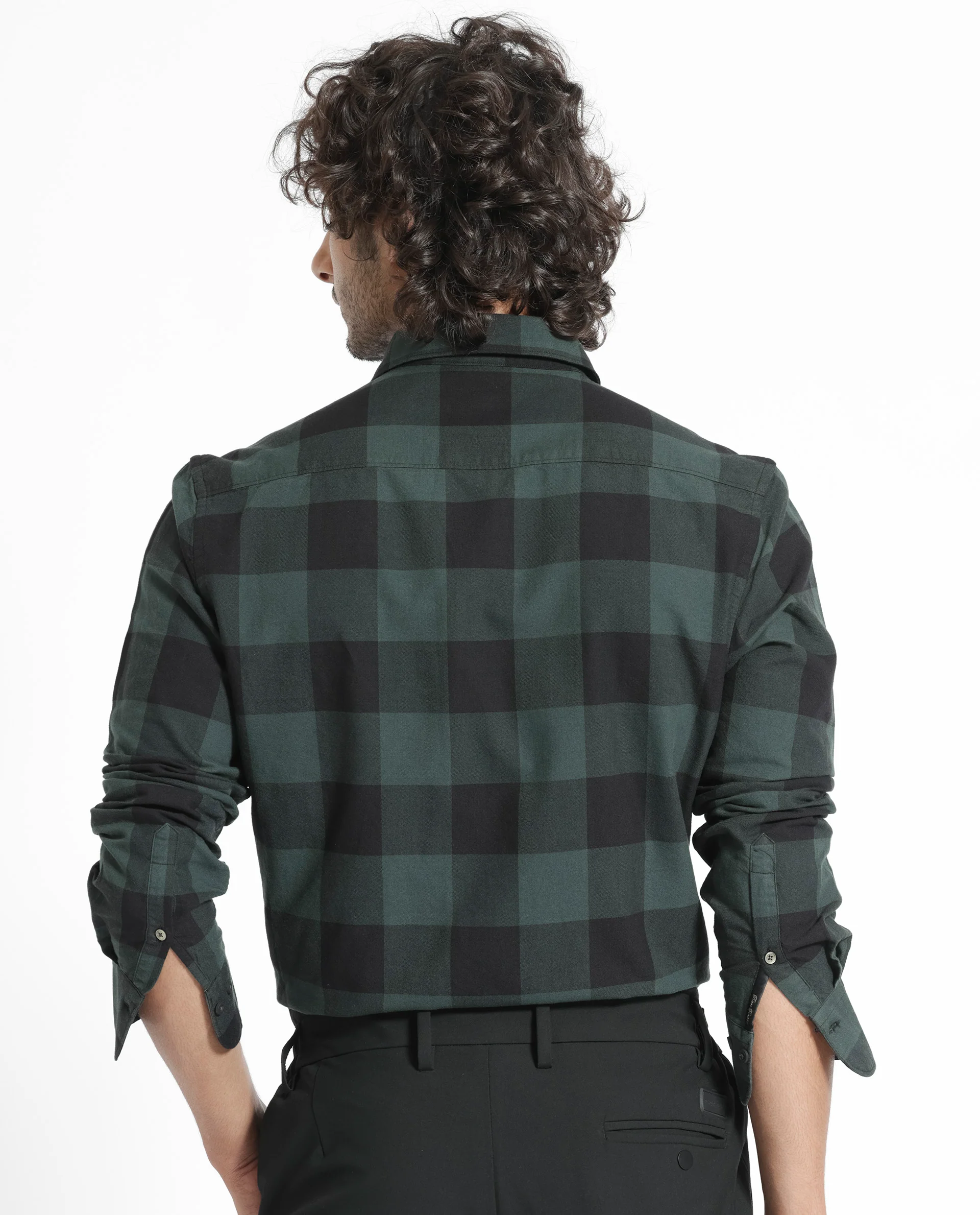 Rare Rabbit Men's Byre Dark Green Cotton Checked Print Regular Fit Full Sleeve Collared Shirt - Image 7