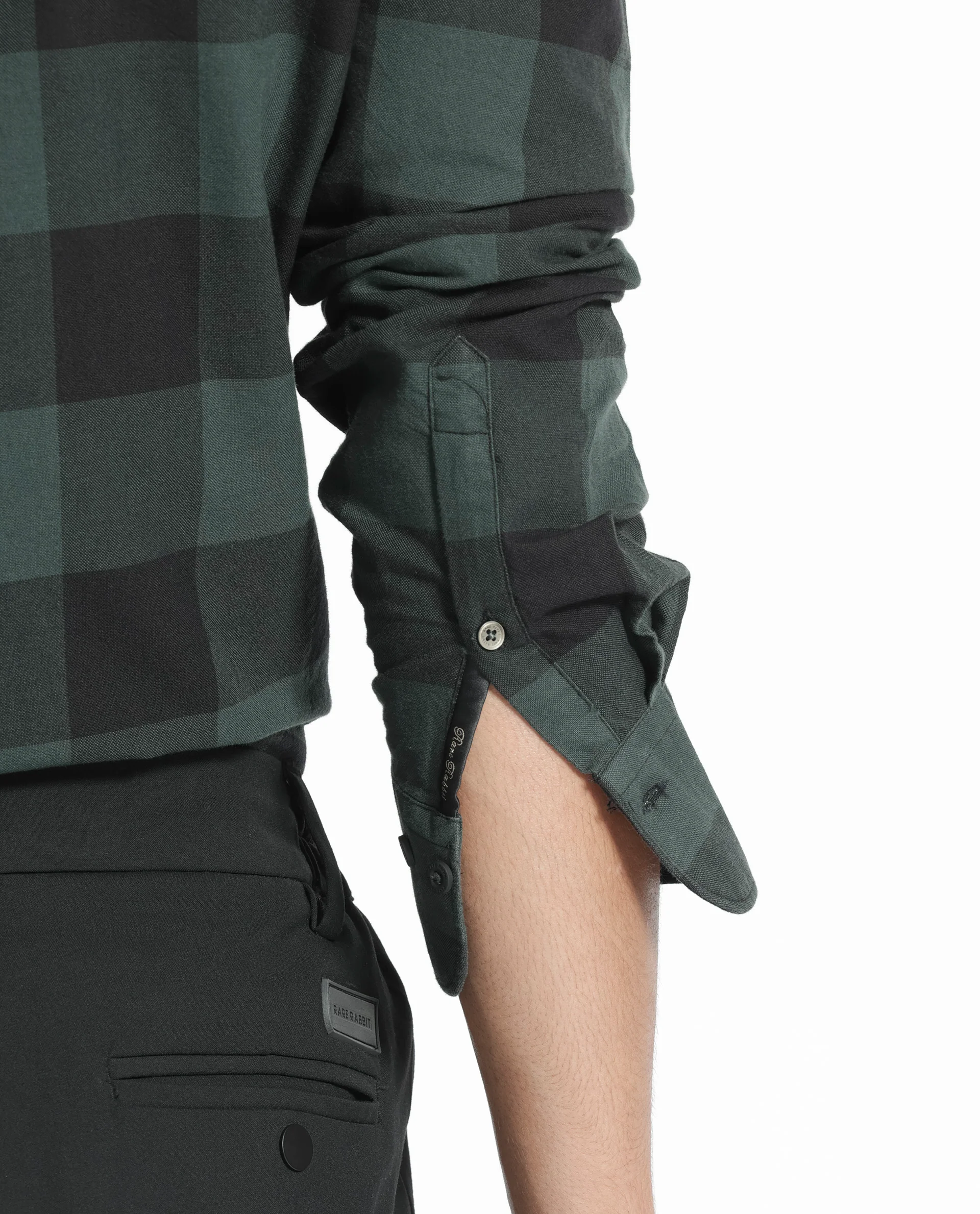 Rare Rabbit Men's Byre Dark Green Cotton Checked Print Regular Fit Full Sleeve Collared Shirt - Image 8