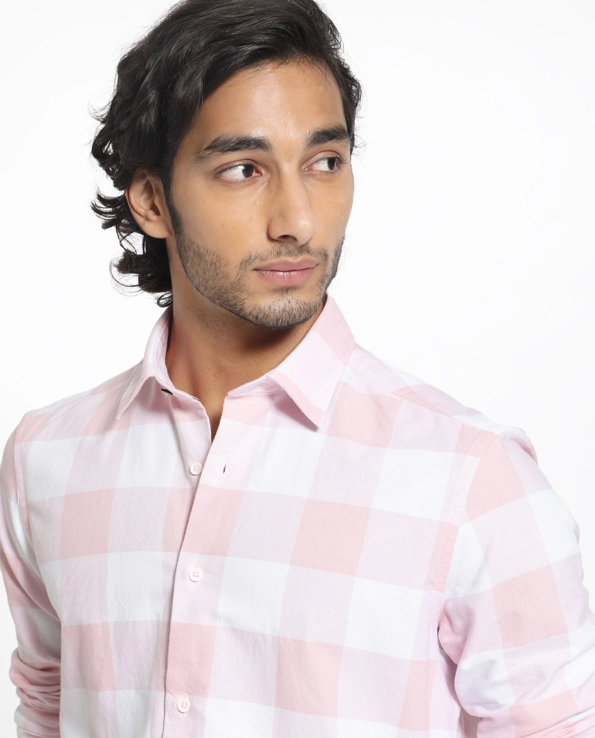 Rare Rabbit Men's Byre Light Pink Cotton Checked Print Regular Fit Full Sleeve Collared Shirt - Image 5