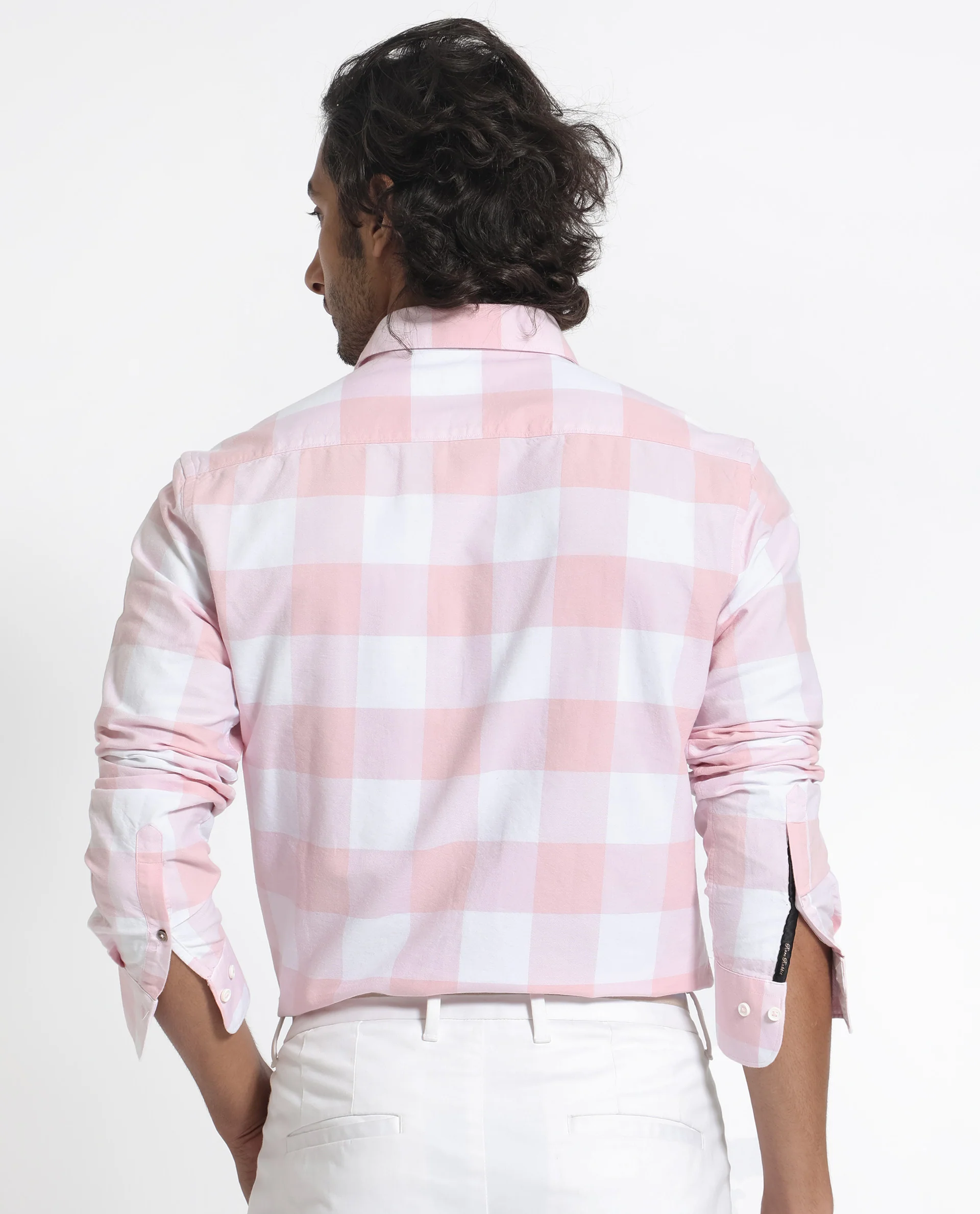 Rare Rabbit Men's Byre Light Pink Cotton Checked Print Regular Fit Full Sleeve Collared Shirt - Image 9