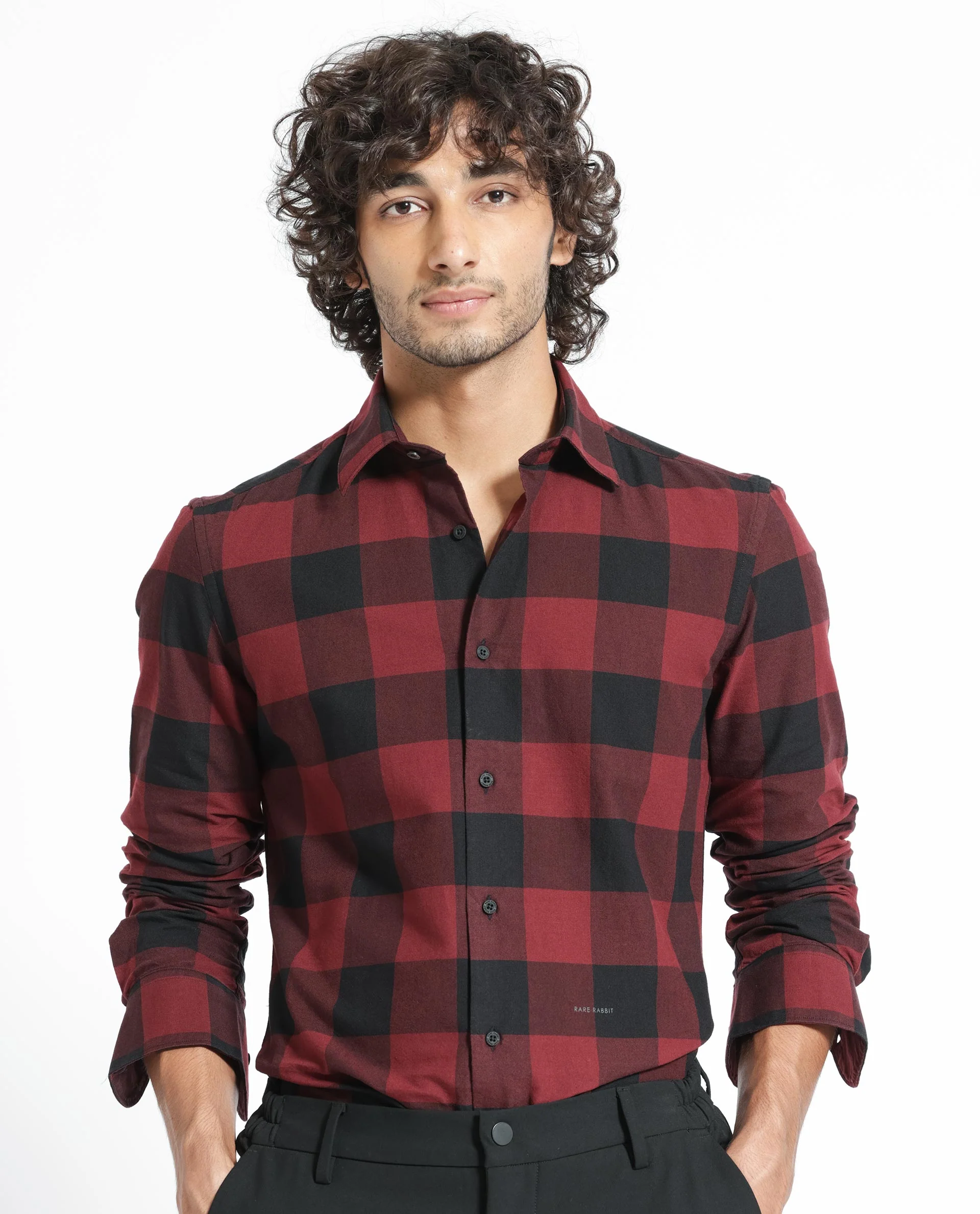 Rare Rabbit Men's Byre Multi Cotton Checked Print Regular Fit Full Sleeve Collared Shirt