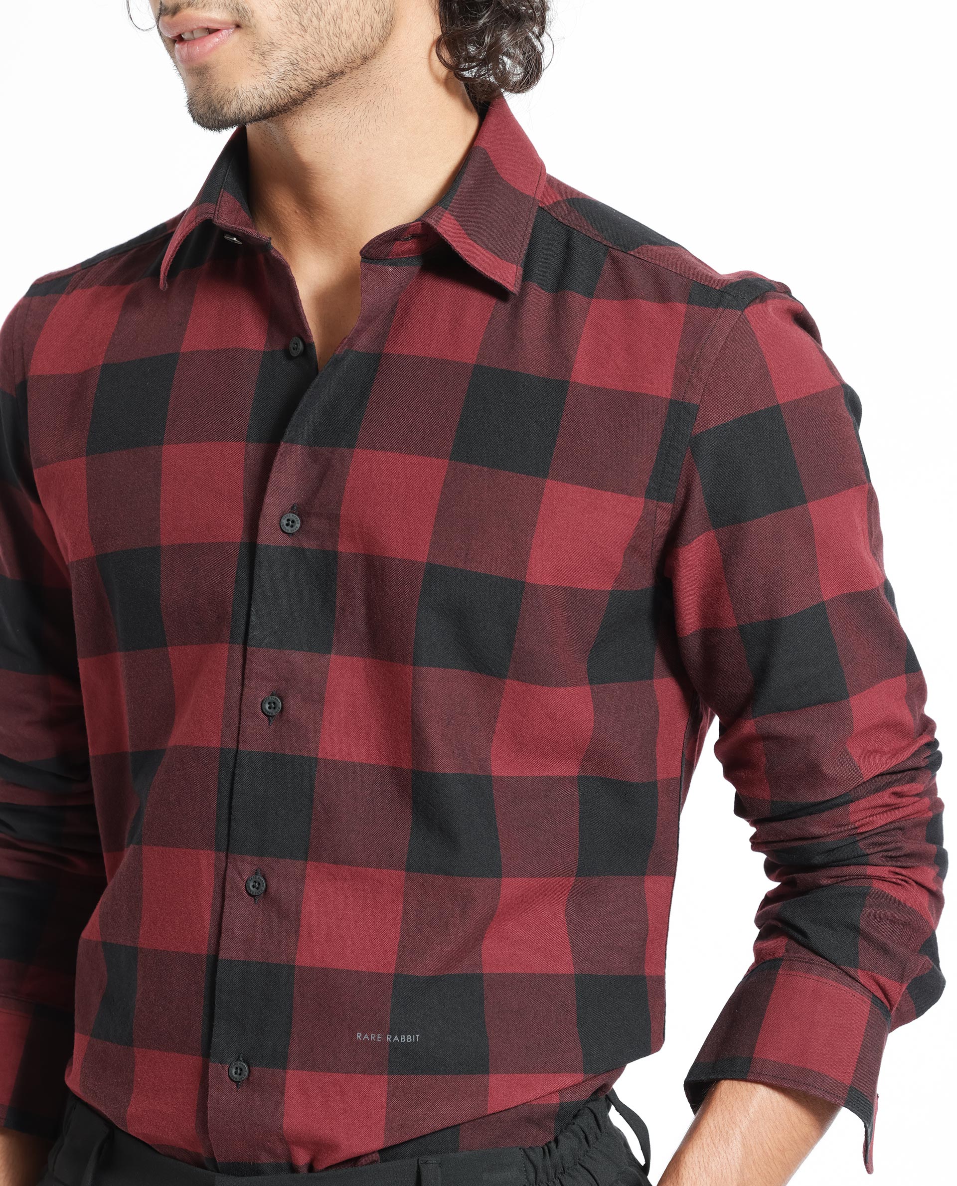 Rare Rabbit Men's Byre Multi Cotton Checked Print Regular Fit Full Sleeve Collared Shirt - Image 3