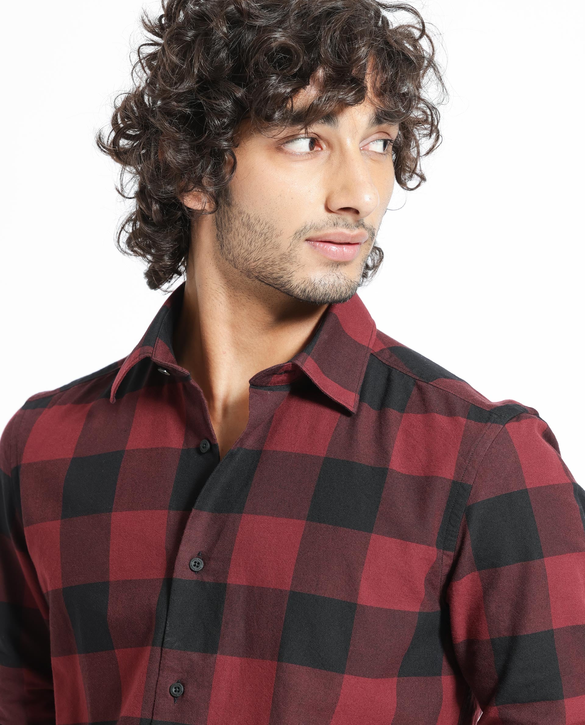 Rare Rabbit Men's Byre Multi Cotton Checked Print Regular Fit Full Sleeve Collared Shirt - Image 4