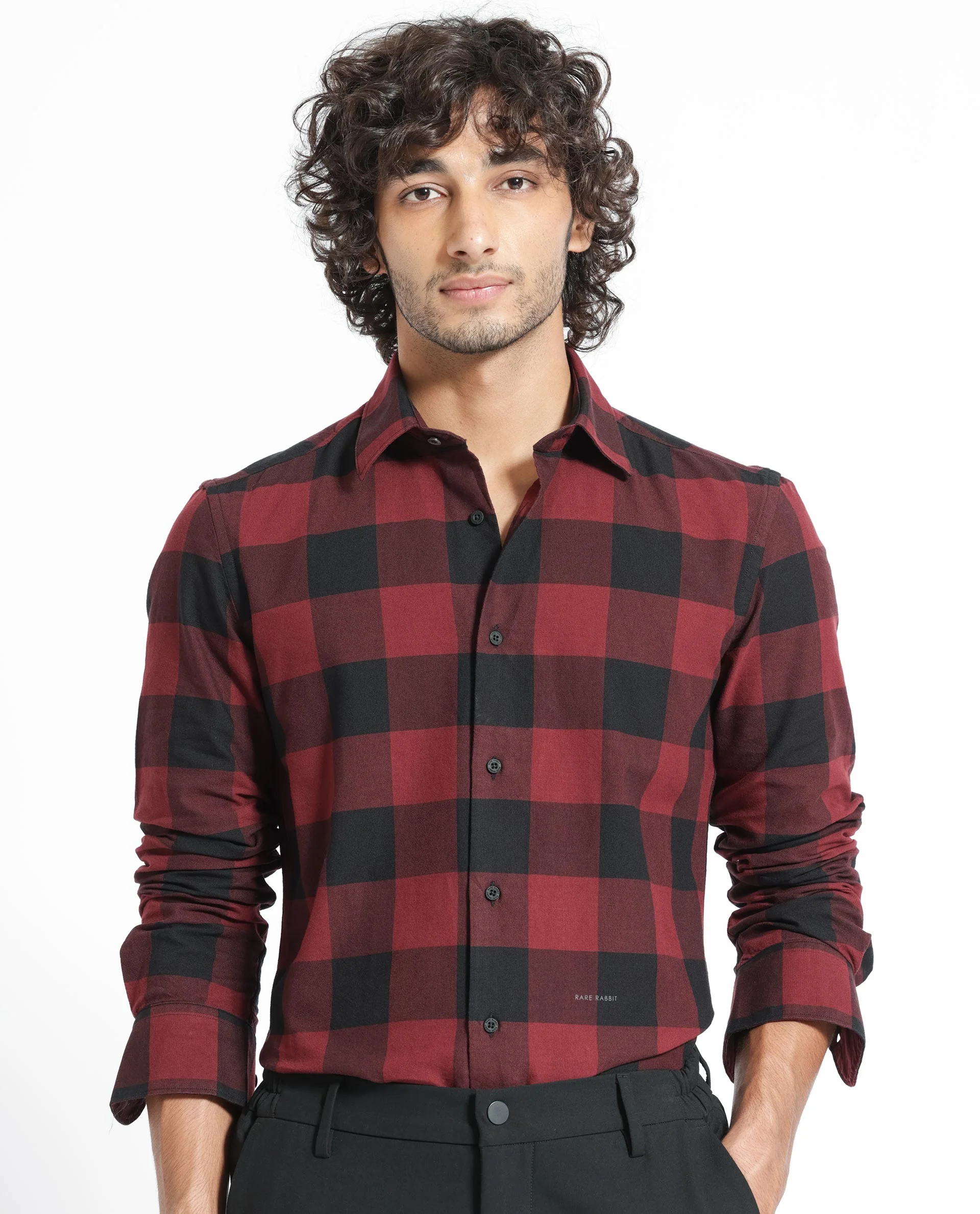 Rare Rabbit Men's Byre Multi Cotton Checked Print Regular Fit Full Sleeve Collared Shirt - Image 5