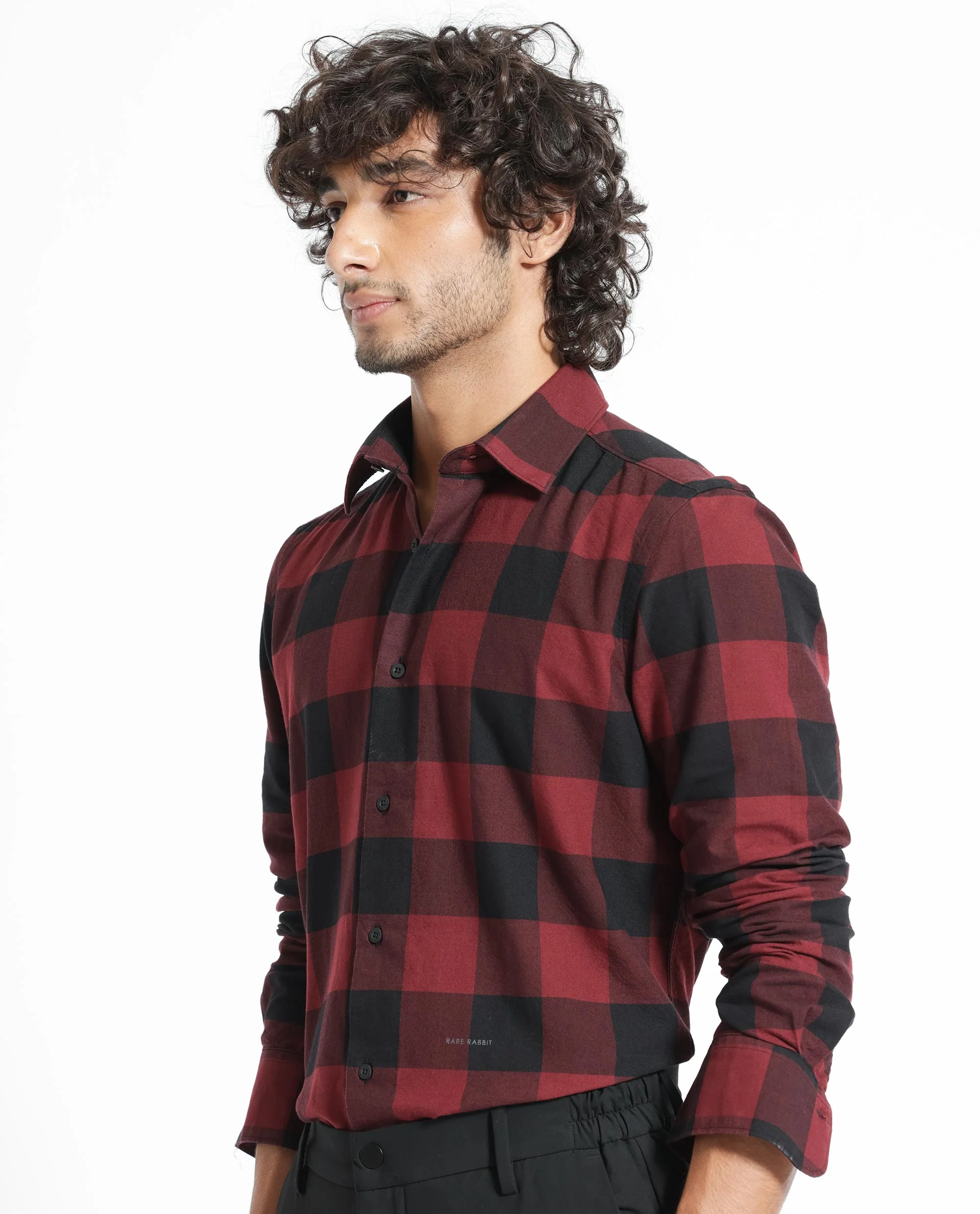 Rare Rabbit Men's Byre Multi Cotton Checked Print Regular Fit Full Sleeve Collared Shirt - Image 8