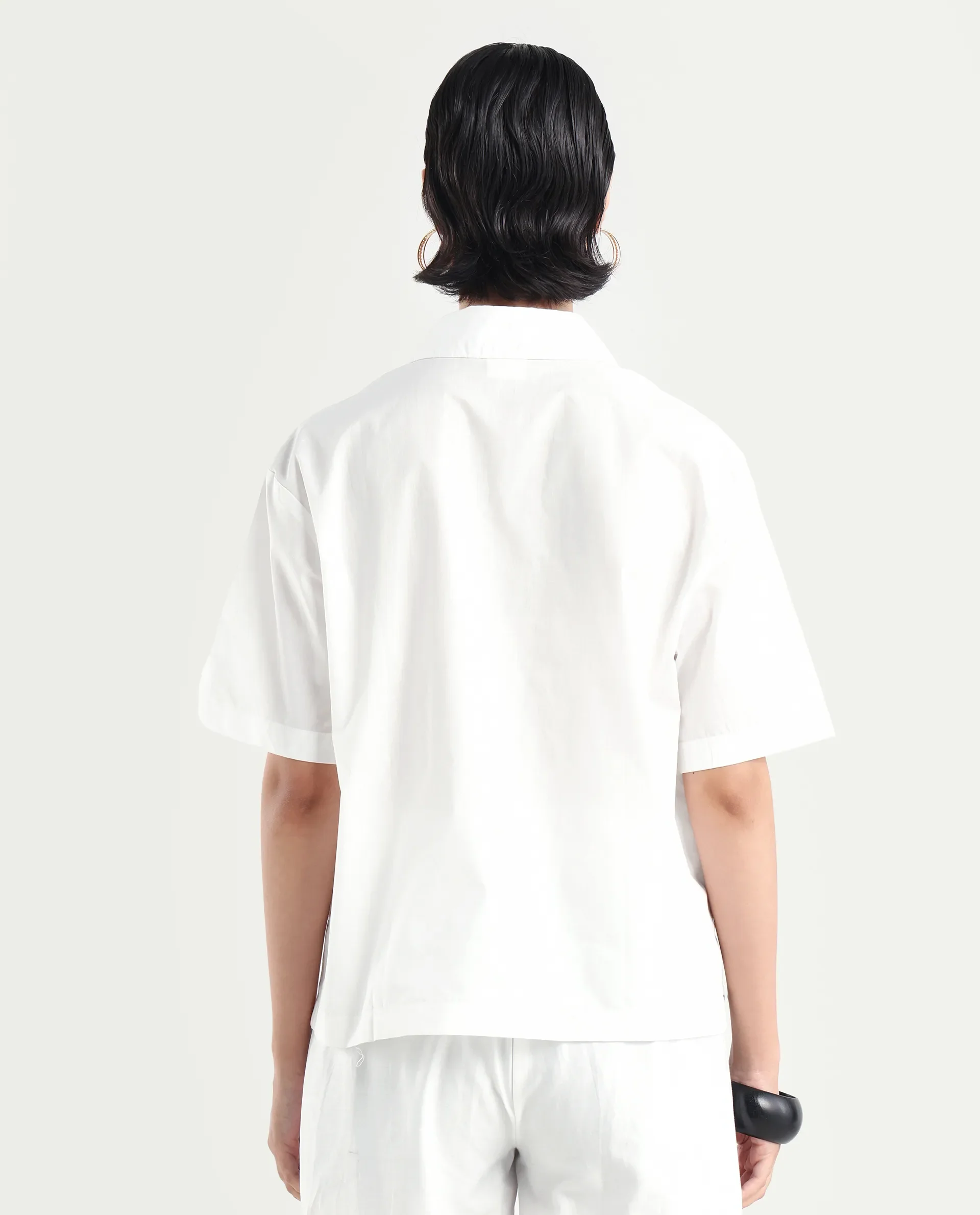 Rareism Women's Byvul White Cotton Spread Collar Floral Print Boxy Fit Shirt - Image 7