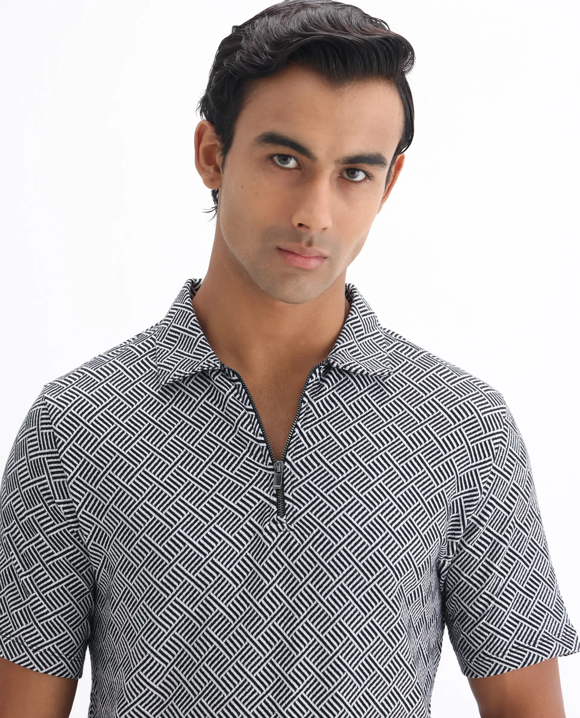 Rare Rabbit Men's Cabetta Black Cotton Jacquard Regular Fit Half Sleeve Polo - Image 7