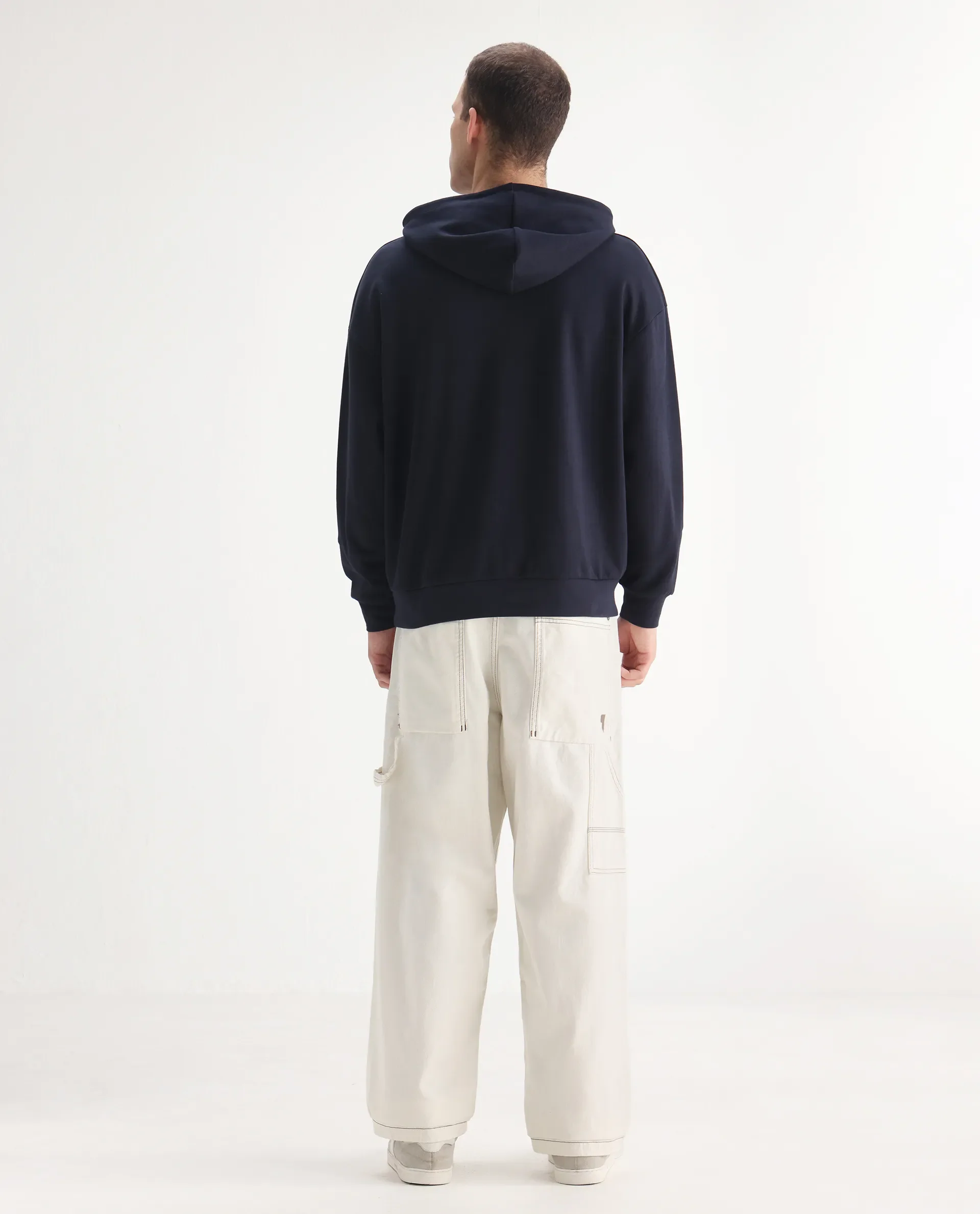 Rare Rabbit Men's Cade White Cotton Plain Baggy Fit Jeans - Image 4