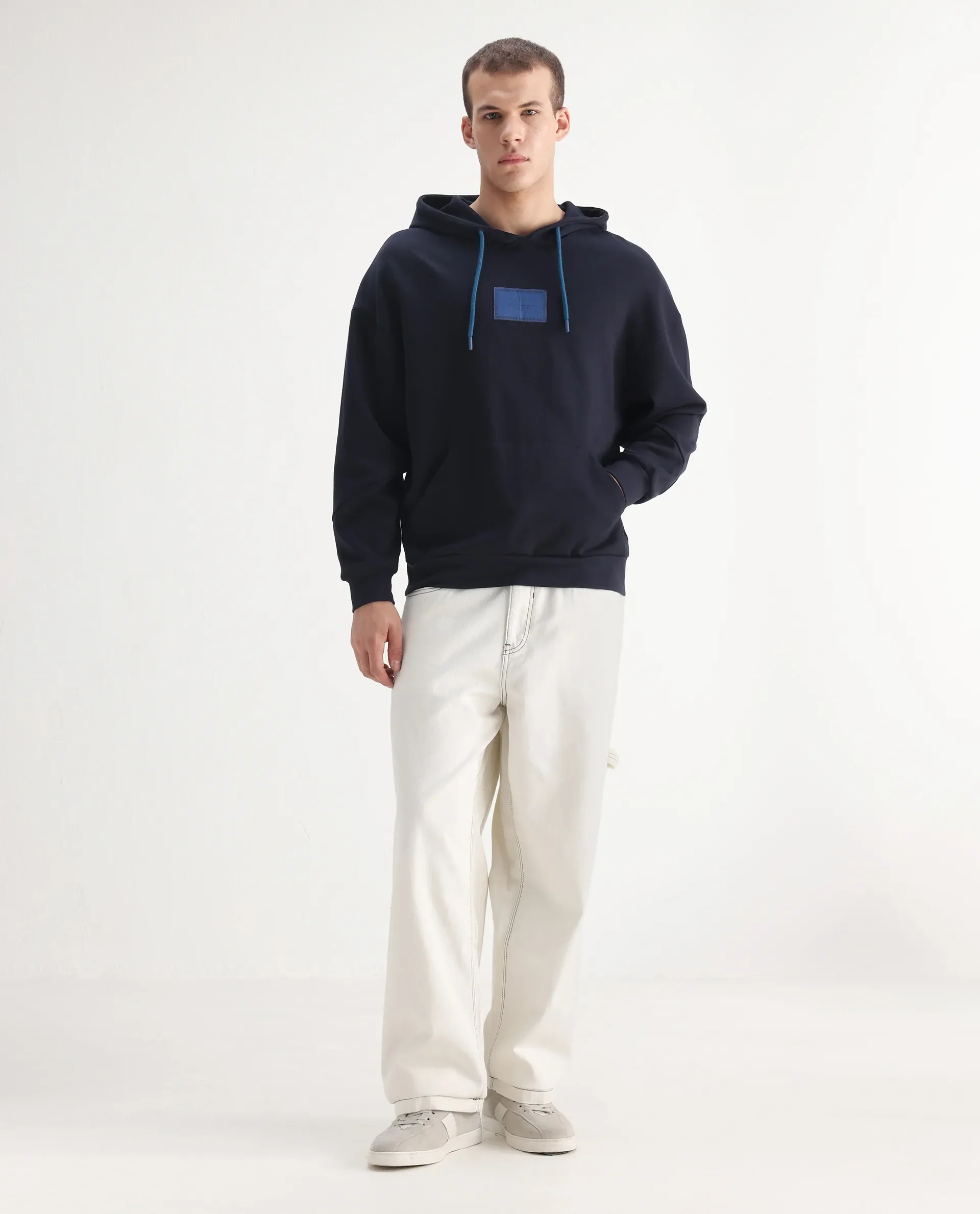 Rare Rabbit Men's Cade White Cotton Plain Baggy Fit Jeans - Image 5