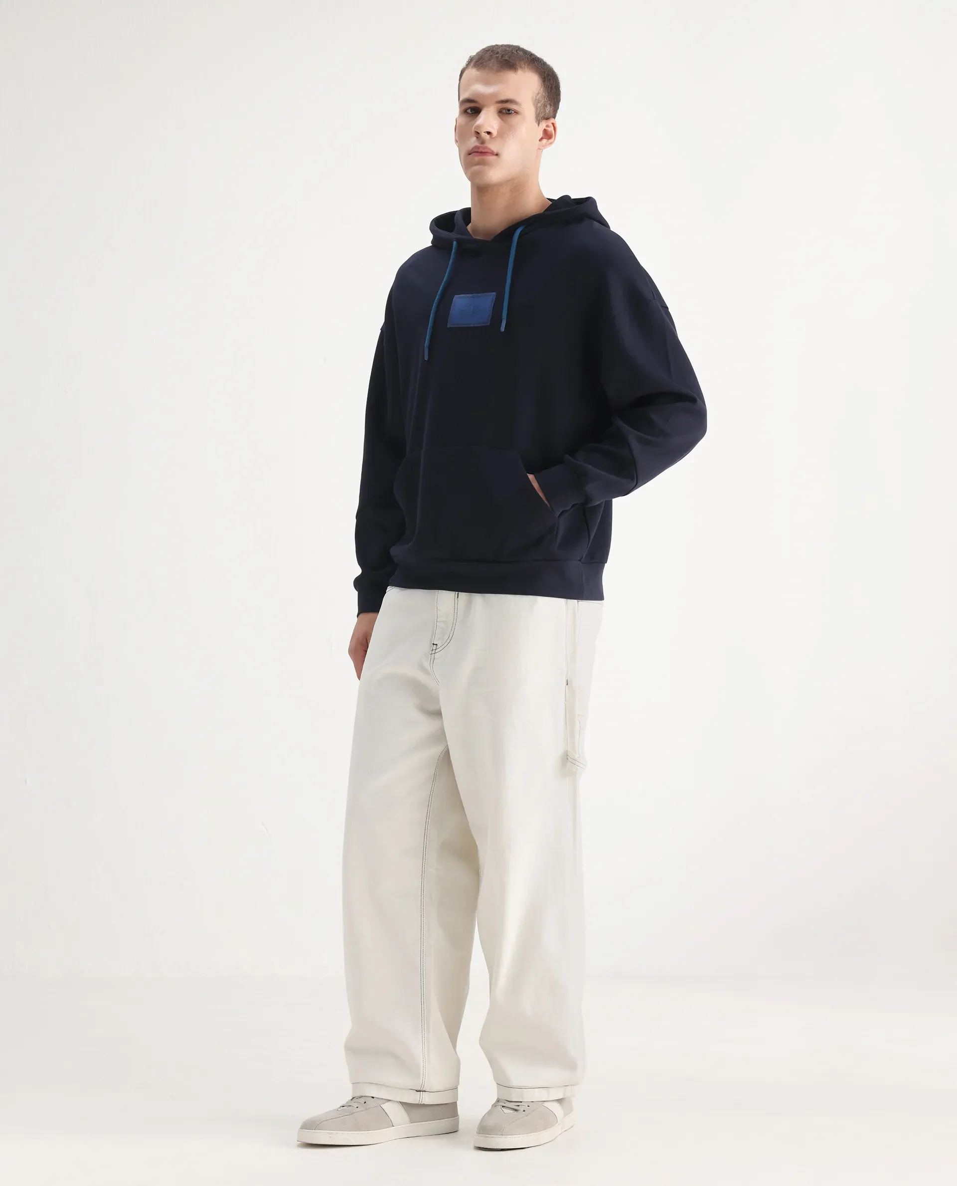 Rare Rabbit Men's Cade White Cotton Plain Baggy Fit Jeans - Image 7