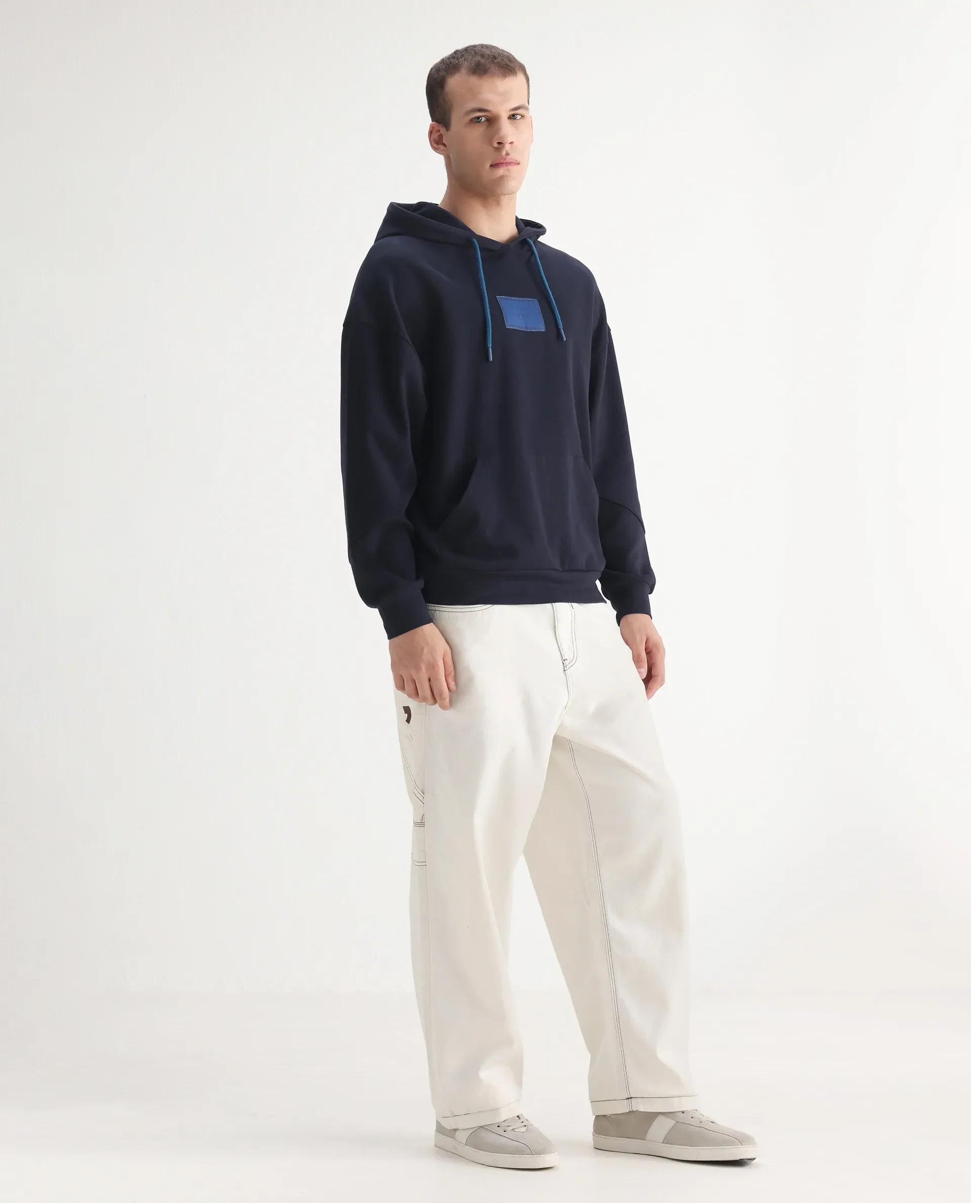 Rare Rabbit Men's Cade White Cotton Plain Baggy Fit Jeans - Image 8