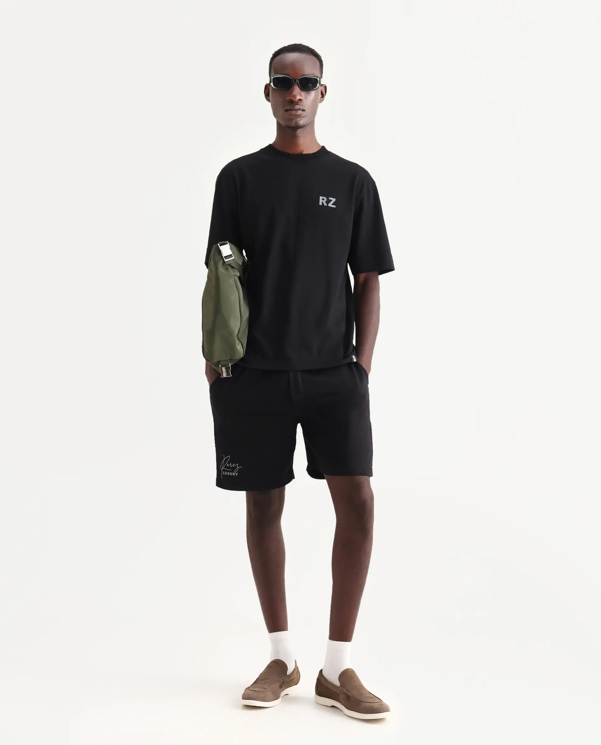 Rare Rabbit Men's Cade Black Cotton Graphic Print Oversized Fit Half Sleeve Crew Neck T-Shirt - Image 2