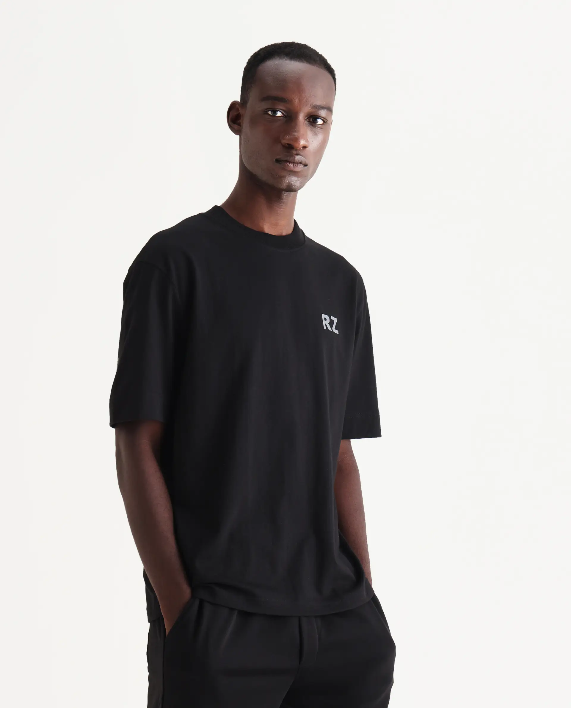 Rare Rabbit Men's Cade Black Cotton Graphic Print Oversized Fit Half Sleeve Crew Neck T-Shirt - Image 5