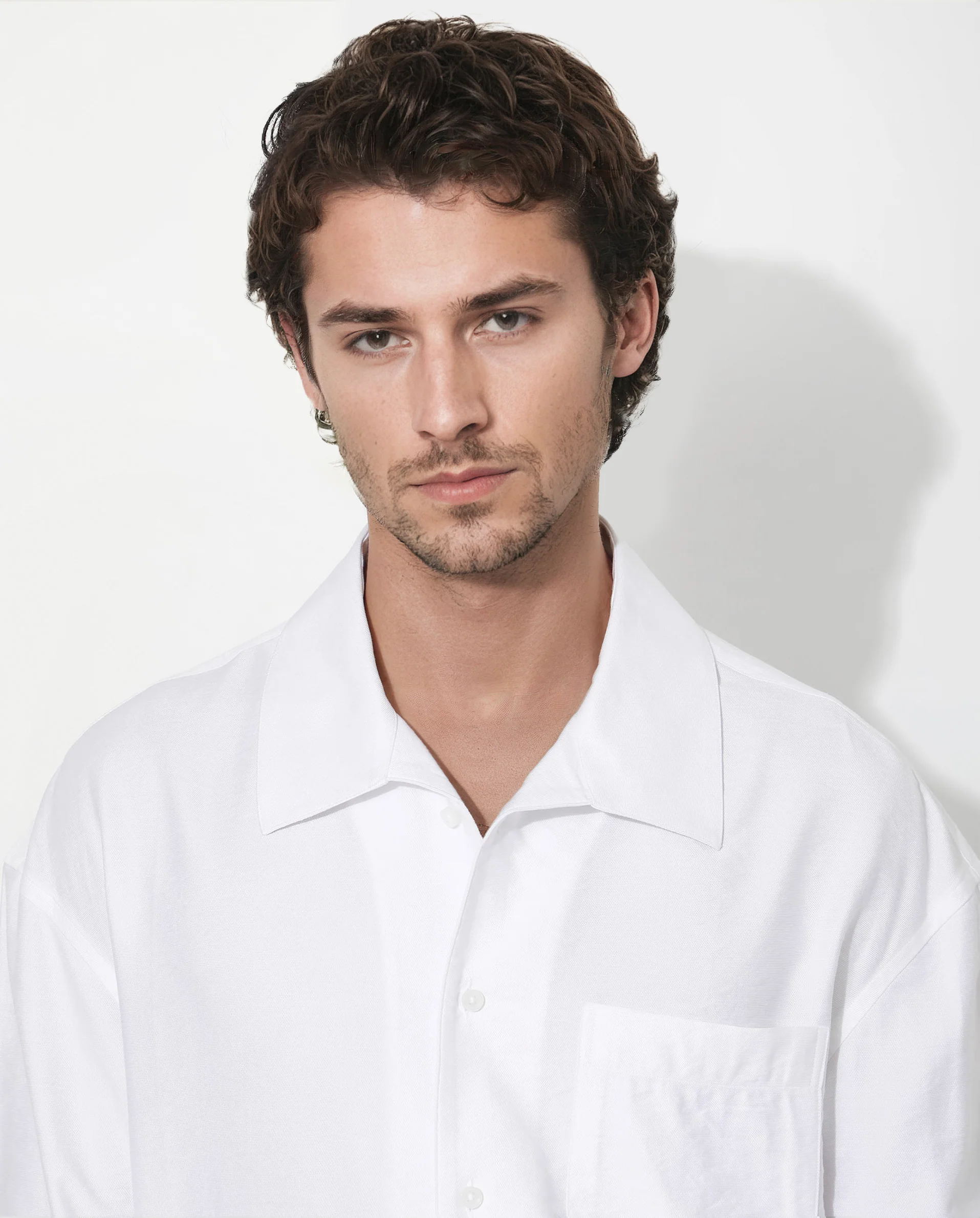 Rare Rabbit Articale Men's Caden White Viscose Nylon Fabric Full Sleeve Button Closure Boxy Fit Solid Shirt - Image 3