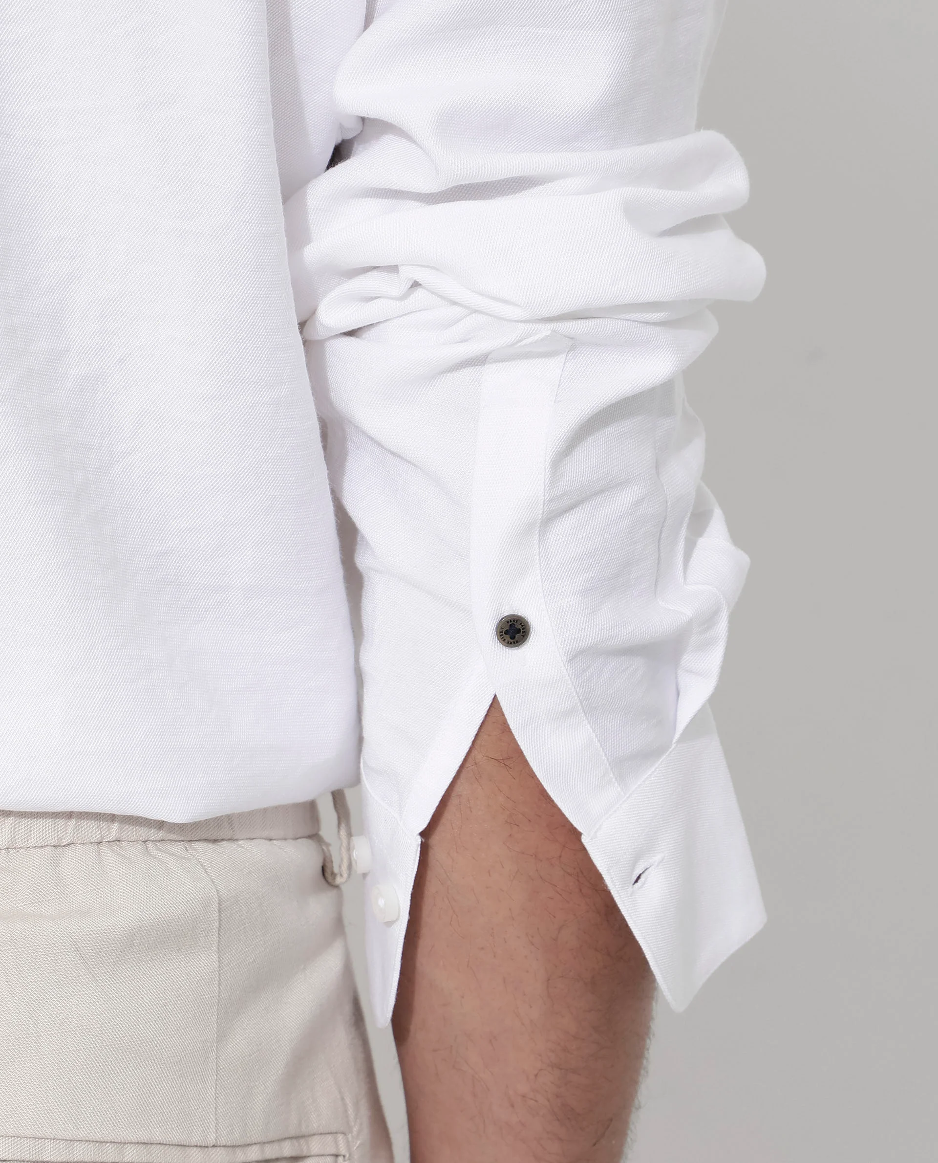 Rare Rabbit Articale Men's Caden White Viscose Nylon Fabric Full Sleeve Button Closure Boxy Fit Solid Shirt - Image 7