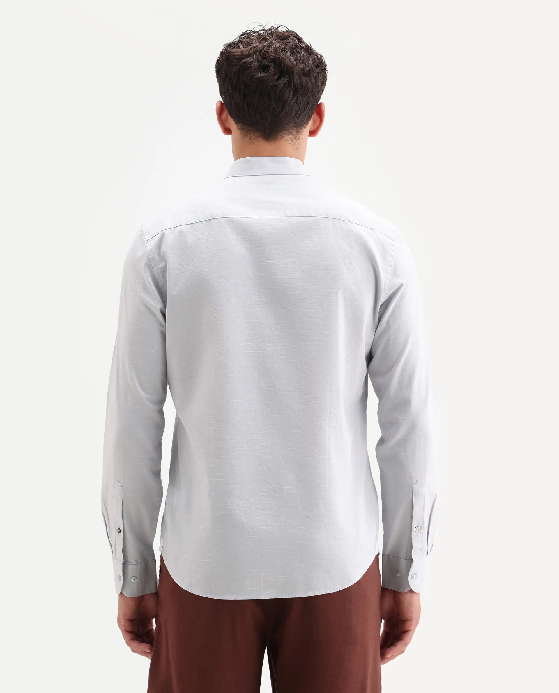 Rare Rabbit Men's Cadex Light Purple Cotton Fabric Full Sleeve Mandarin Collar Regular Fit Plain Shirt - Image 7