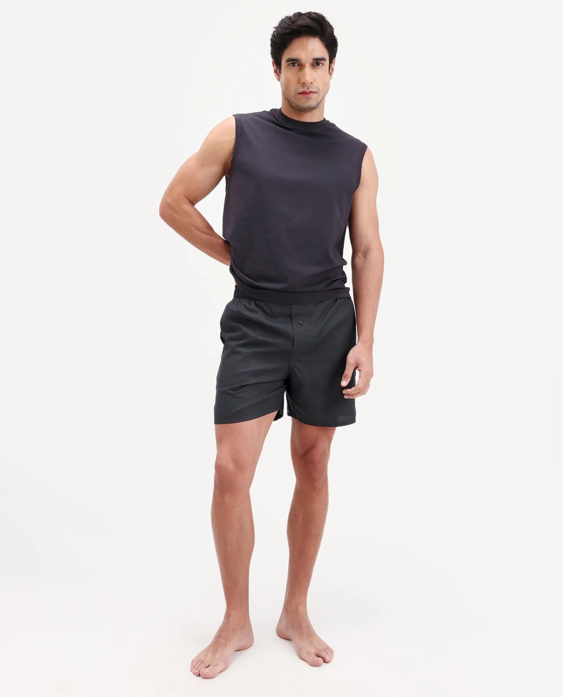 Rare Rabbit Men's Cean Black Cotton Fabric Regular Fit Checks Boxer - Image 3