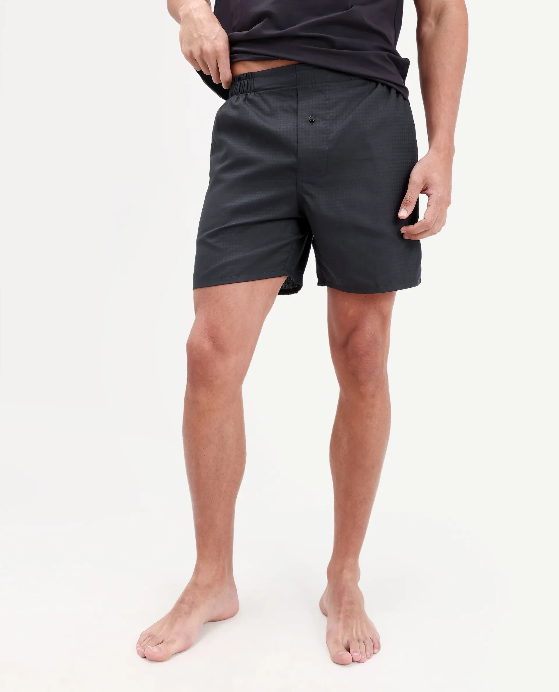 Rare Rabbit Men's Cean Black Cotton Fabric Regular Fit Checks Boxer - Image 4