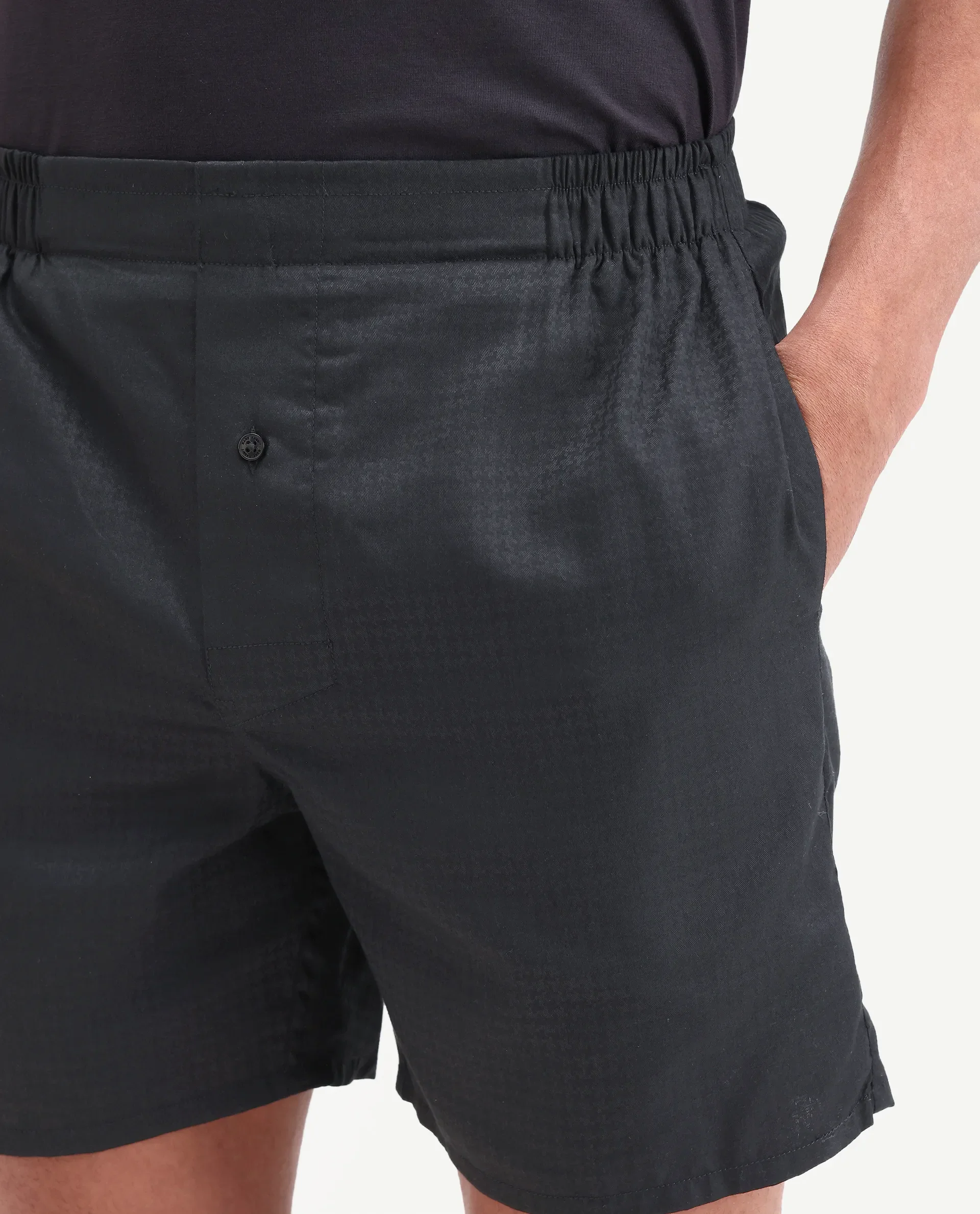 Rare Rabbit Men's Cean Black Cotton Fabric Regular Fit Checks Boxer - Image 6