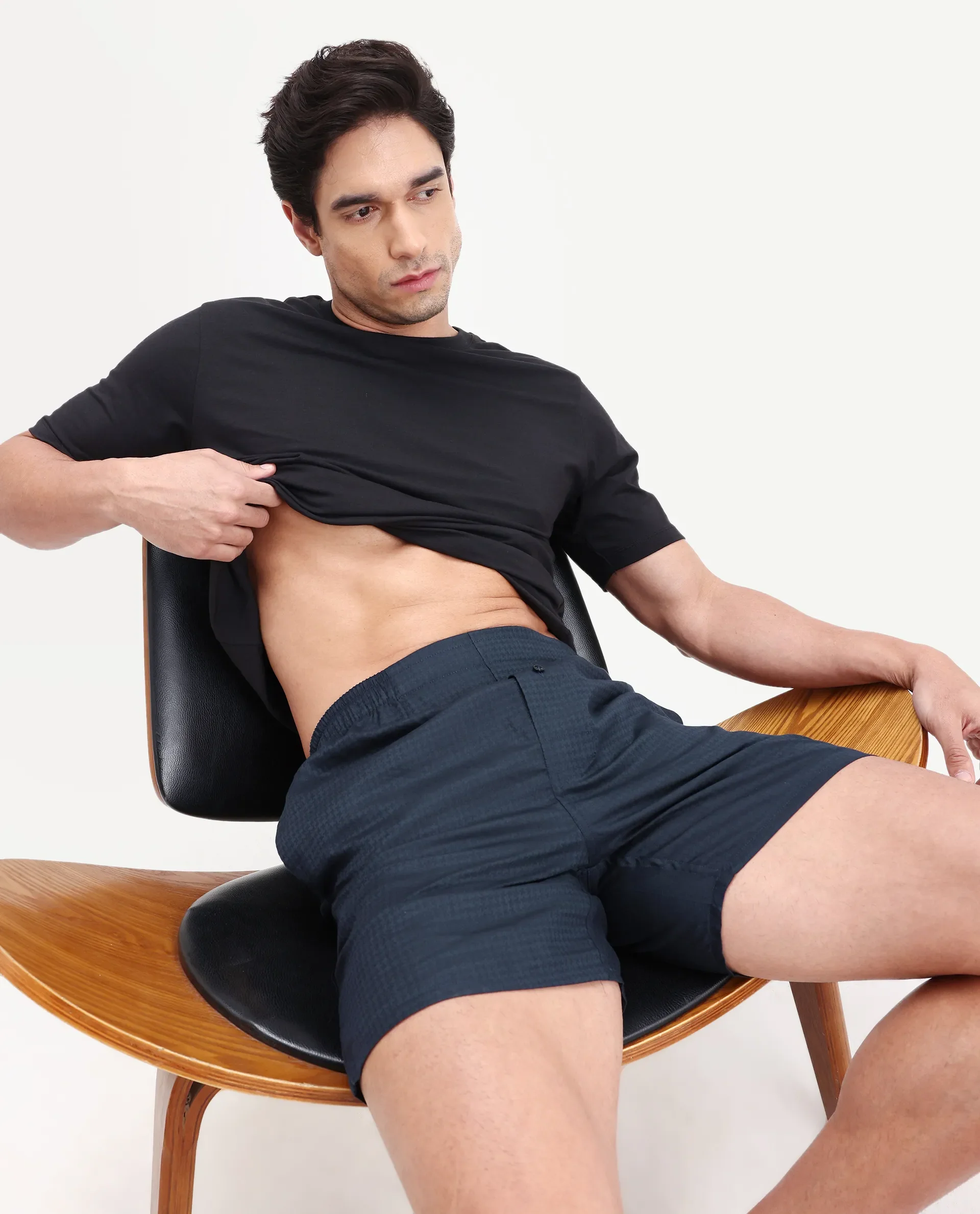 Rare Rabbit Men's Cean Navy Cotton Fabric Regular Fit Checks Boxer - Image 2