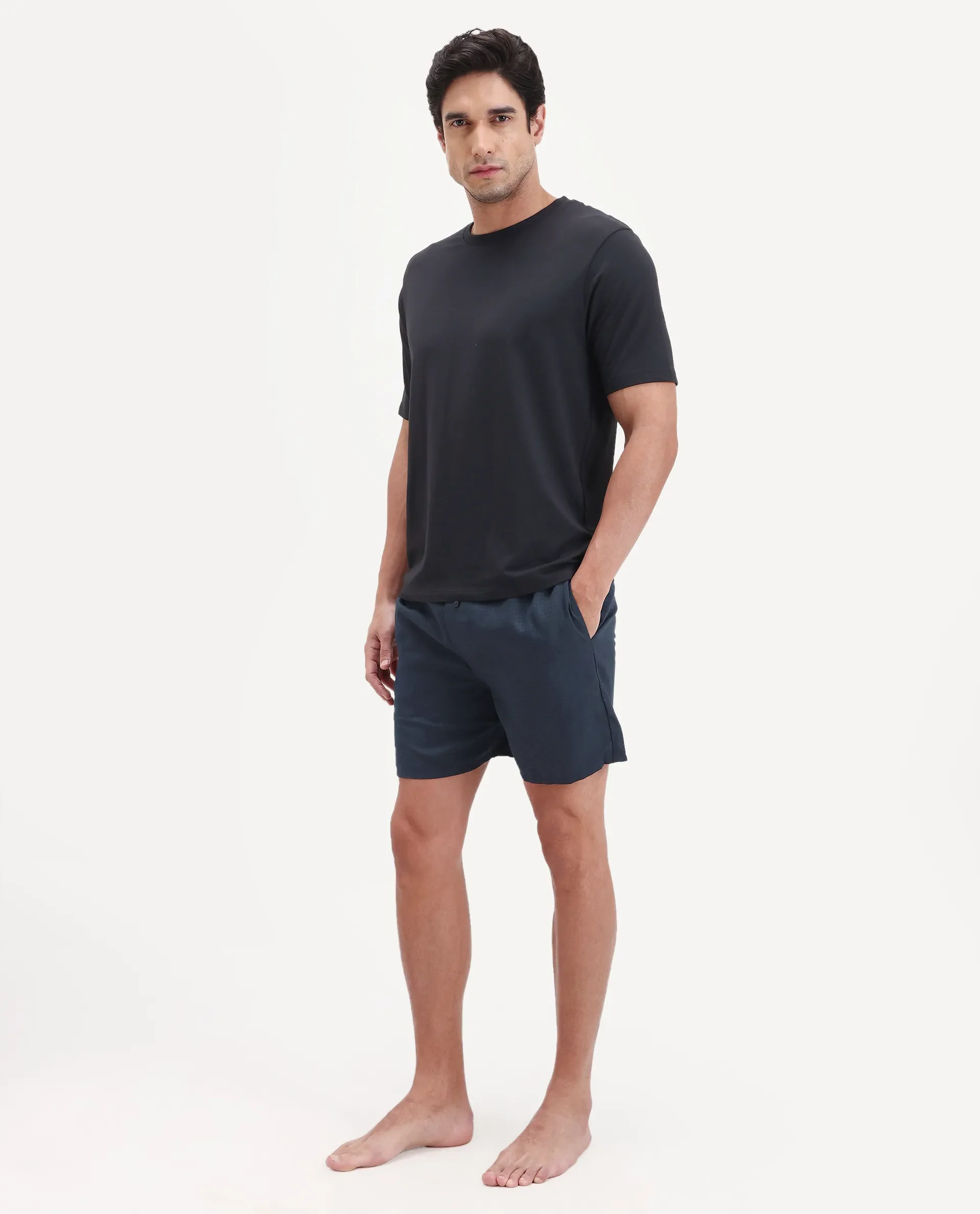 Rare Rabbit Men's Cean Navy Cotton Fabric Regular Fit Checks Boxer - Image 4
