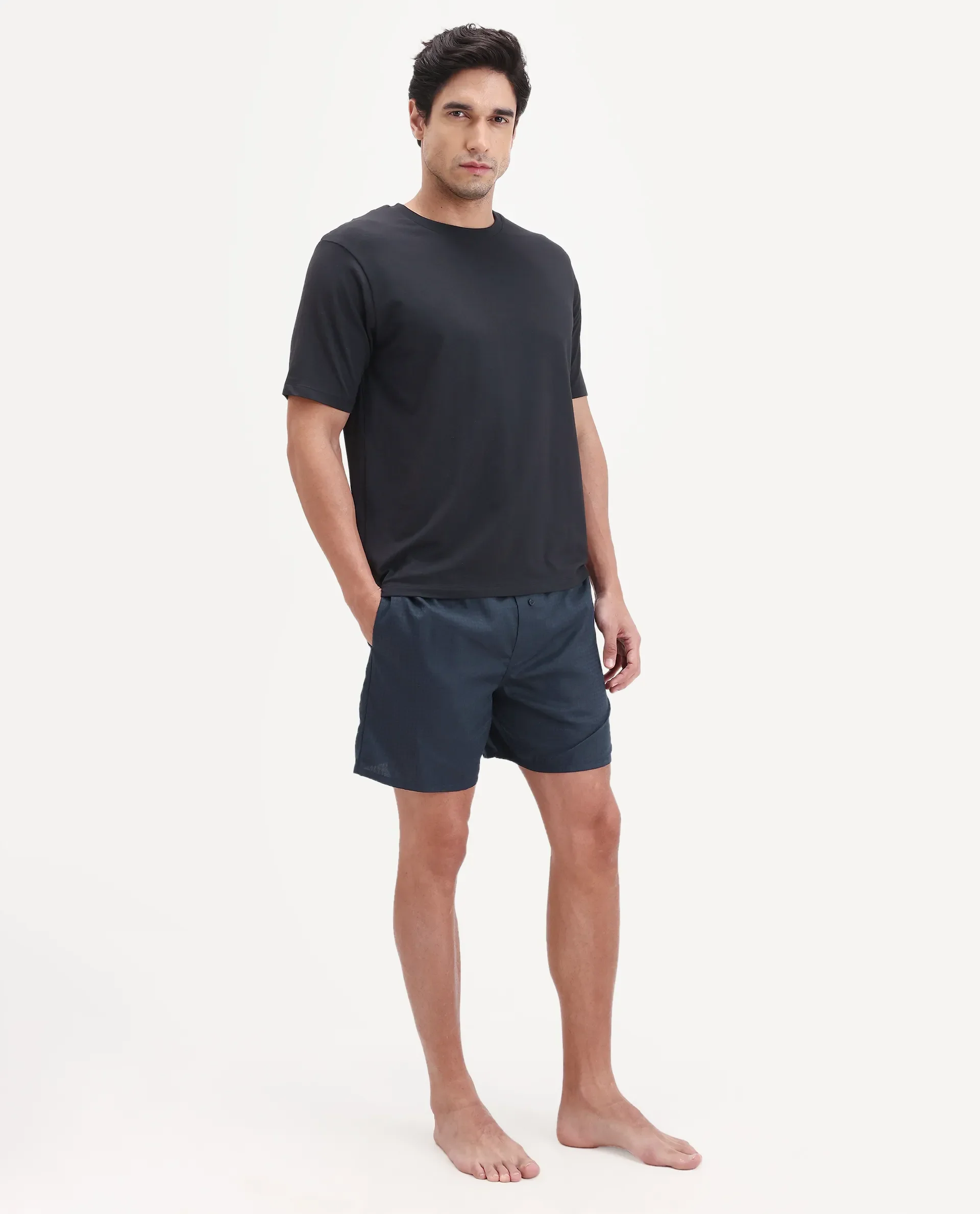 Rare Rabbit Men's Cean Navy Cotton Fabric Regular Fit Checks Boxer - Image 5