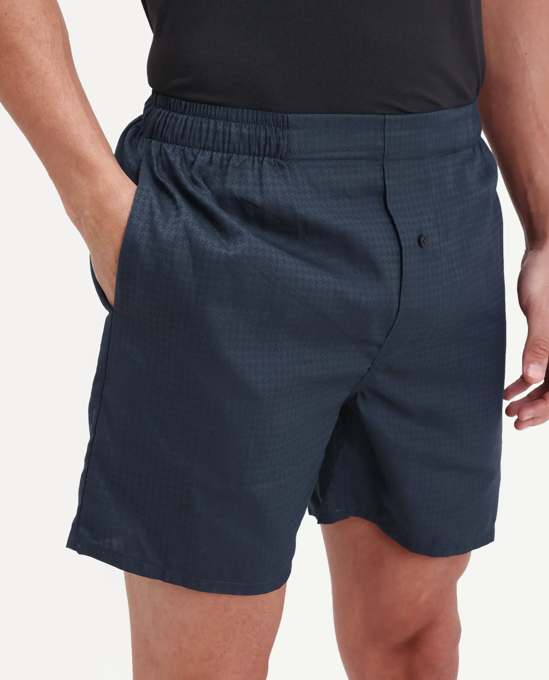 Rare Rabbit Men's Cean Navy Cotton Fabric Regular Fit Checks Boxer - Image 6