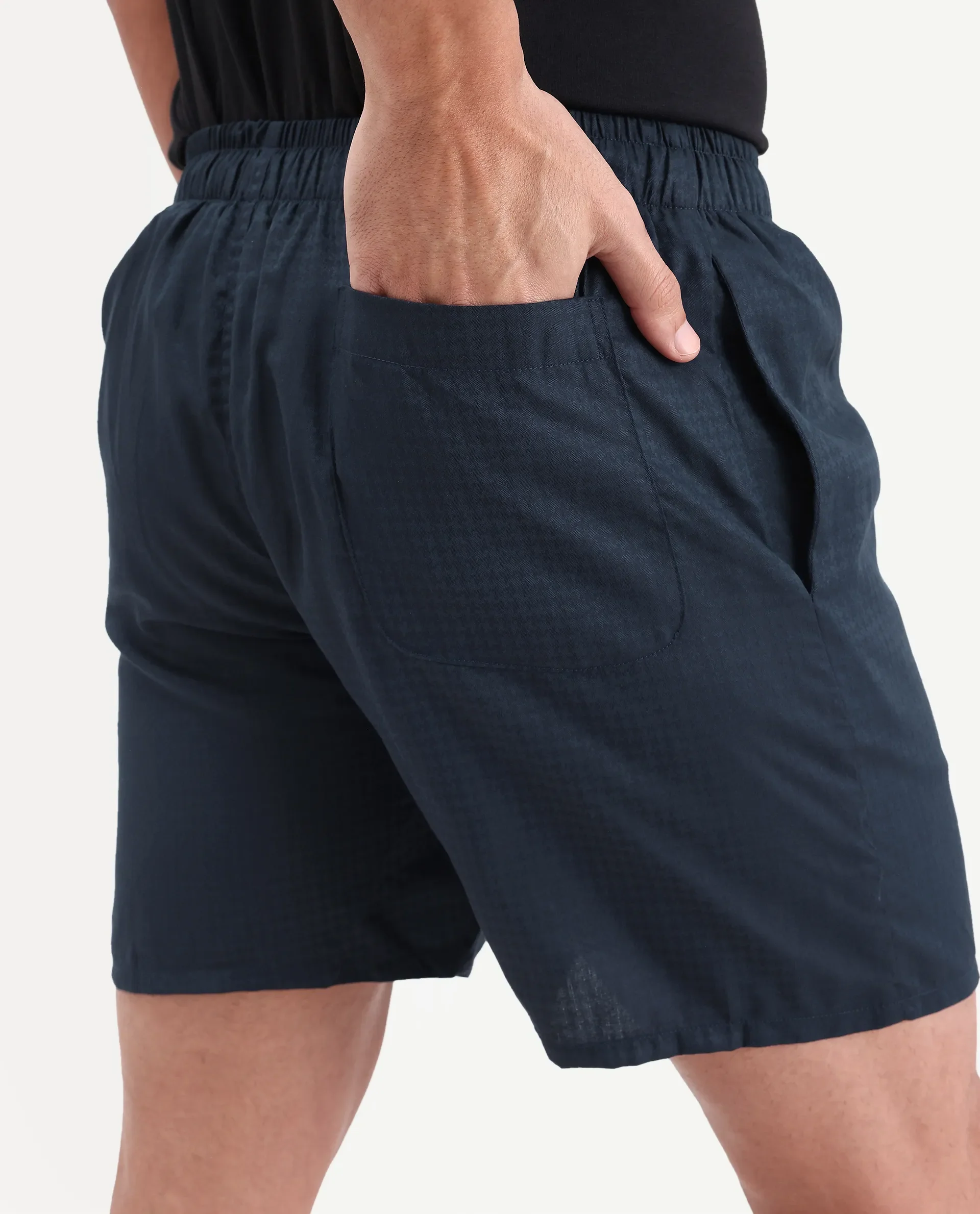 Rare Rabbit Men's Cean Navy Cotton Fabric Regular Fit Checks Boxer - Image 7