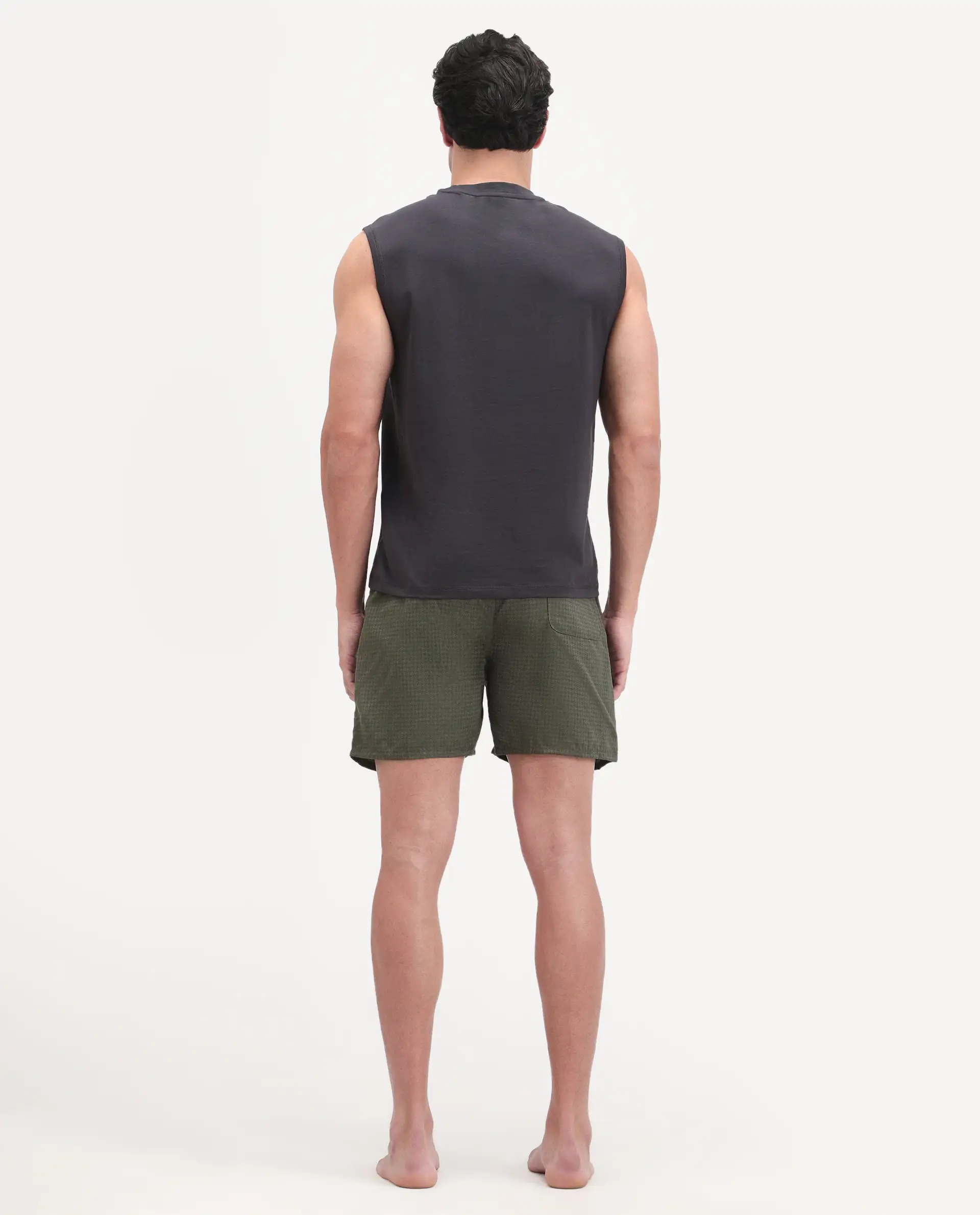 Rare Rabbit Men's Cean Olive Cotton Fabric Regular Fit Checks Boxer - Image 6