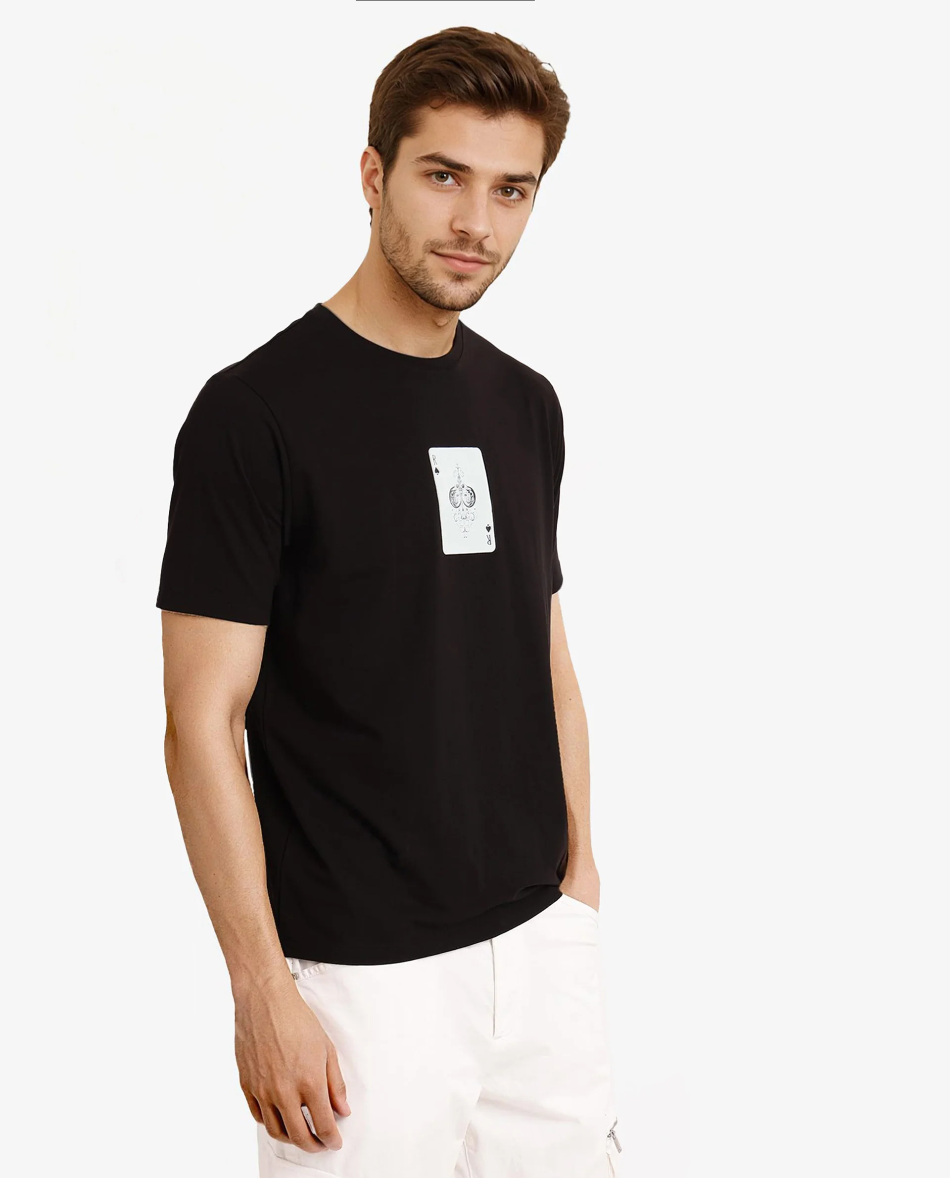 Rare Rabbit Men's Caf Black Cotton Graphic Print Regular Fit Half Sleeve Crew Neck T-Shirt - Image 5