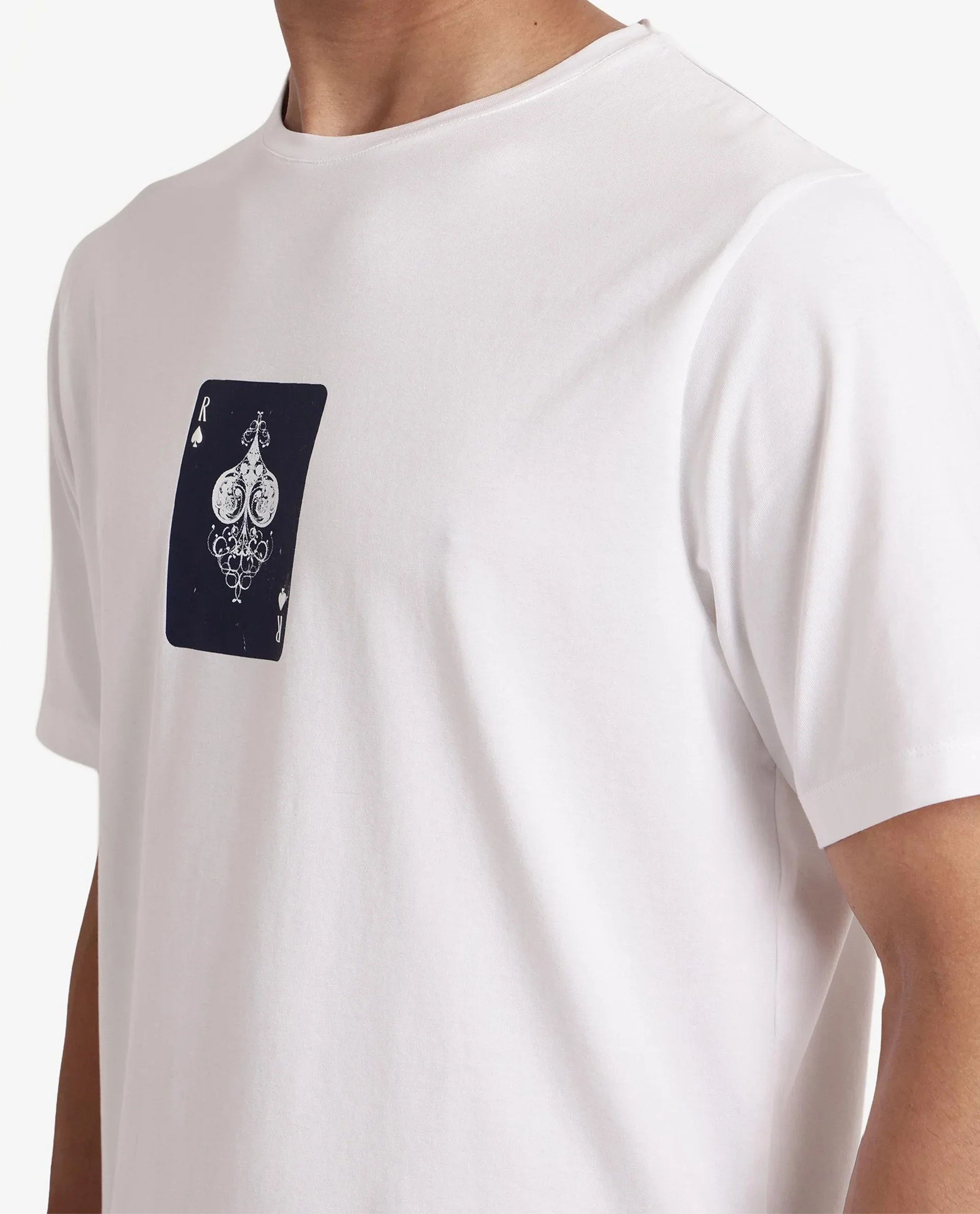 Rare Rabbit Men's Caf White Cotton Graphic Print Regular Fit Half Sleeve Crew Neck T-Shirt - Image 4