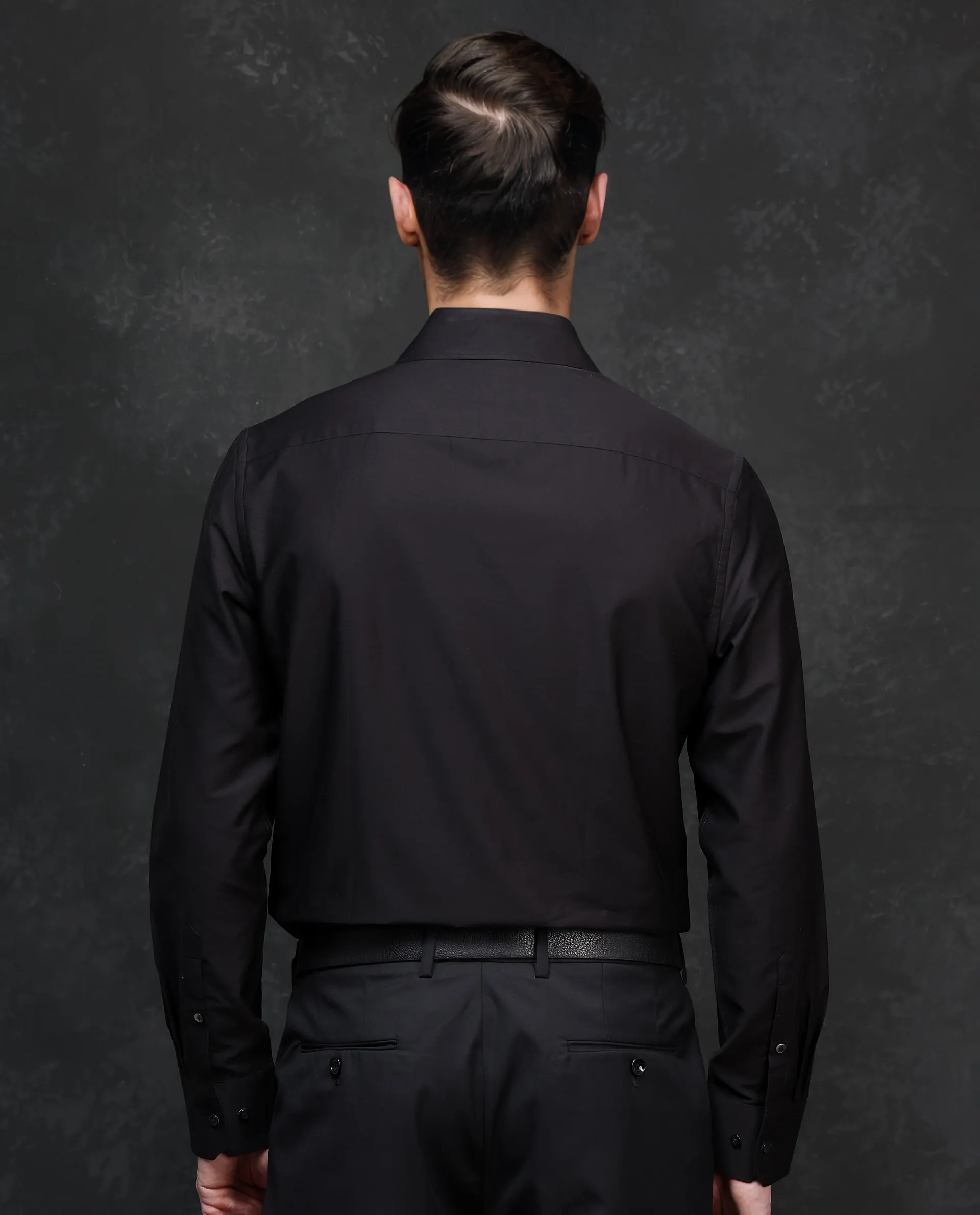 Rare Rabbit Men's Caino Black Cotton Monogram Print Regular Fit Full Sleeve Collared Shirt - Image 4