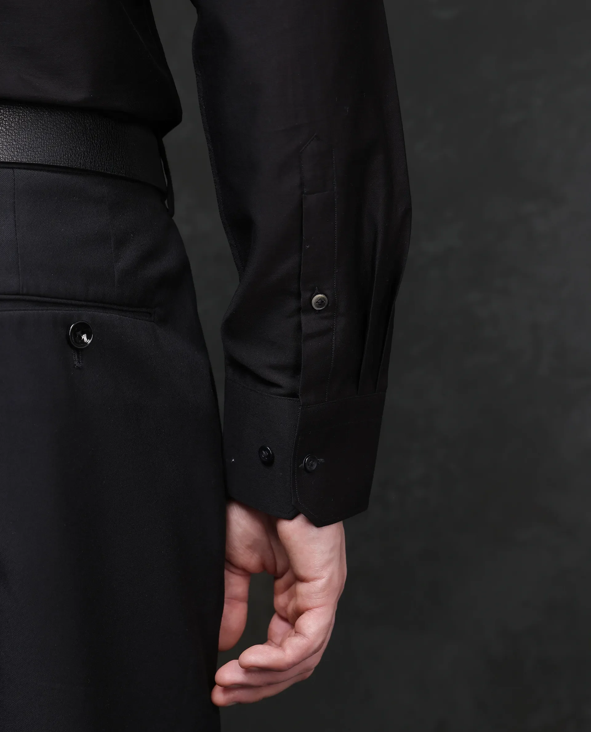 Rare Rabbit Men's Caino Black Cotton Monogram Print Regular Fit Full Sleeve Collared Shirt - Image 7