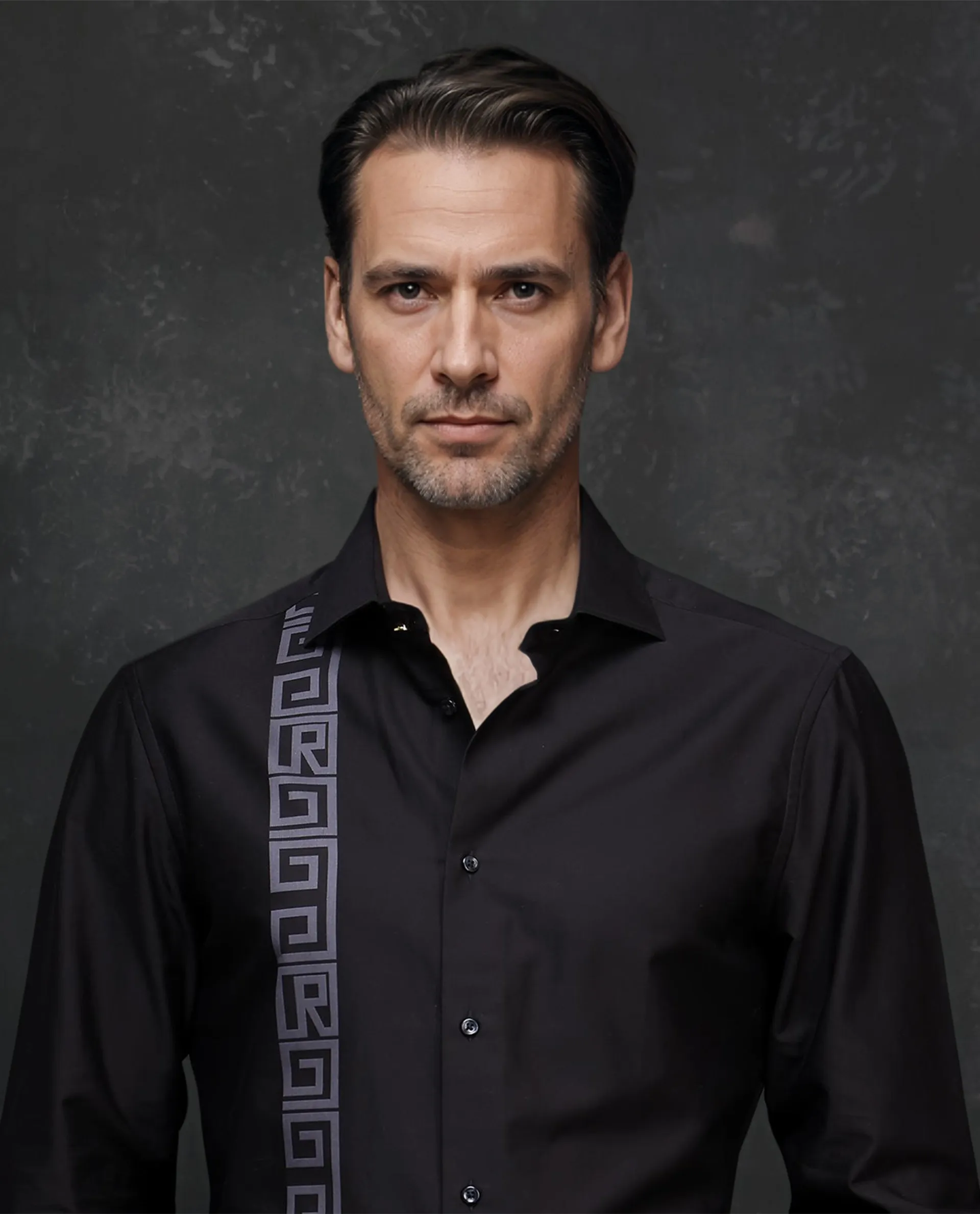 Rare Rabbit Men's Caino Black Cotton Monogram Print Regular Fit Full Sleeve Collared Shirt - Image 8
