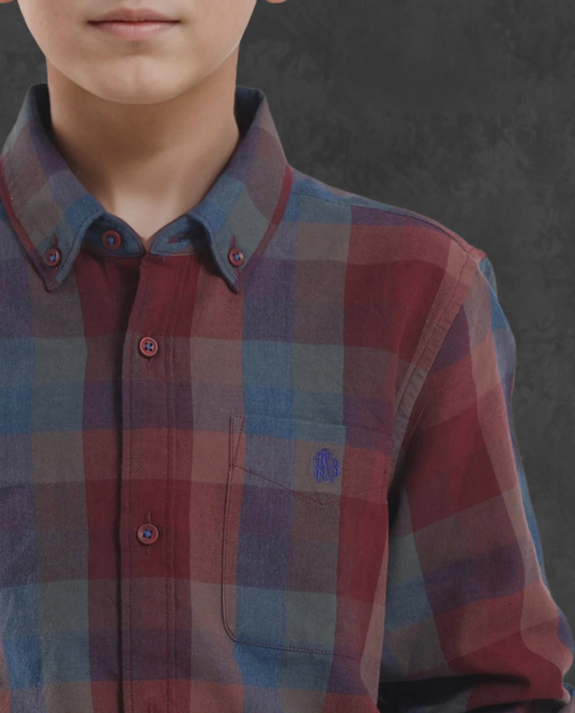 Rare Ones Kids Cal Red Cotton Full Sleeves Button Down Collar Regular Fit Checked Shirt - Image 3