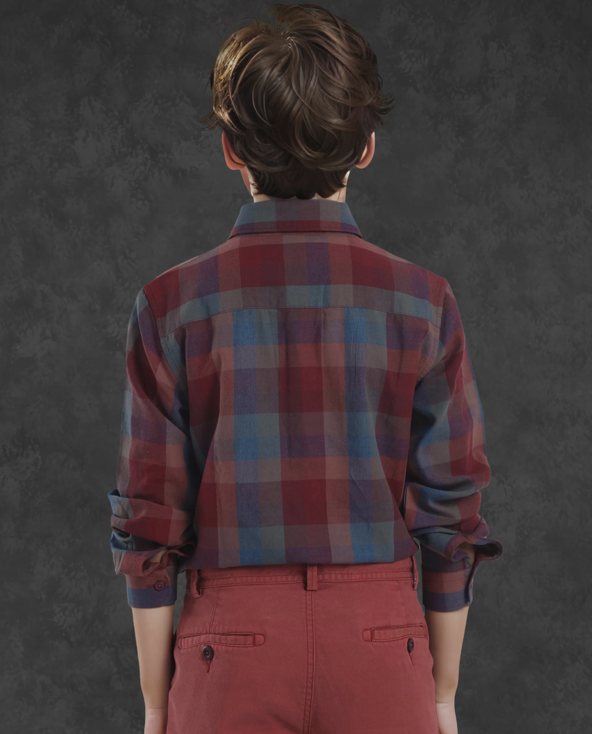 Rare Ones Kids Cal Red Cotton Full Sleeves Button Down Collar Regular Fit Checked Shirt - Image 8