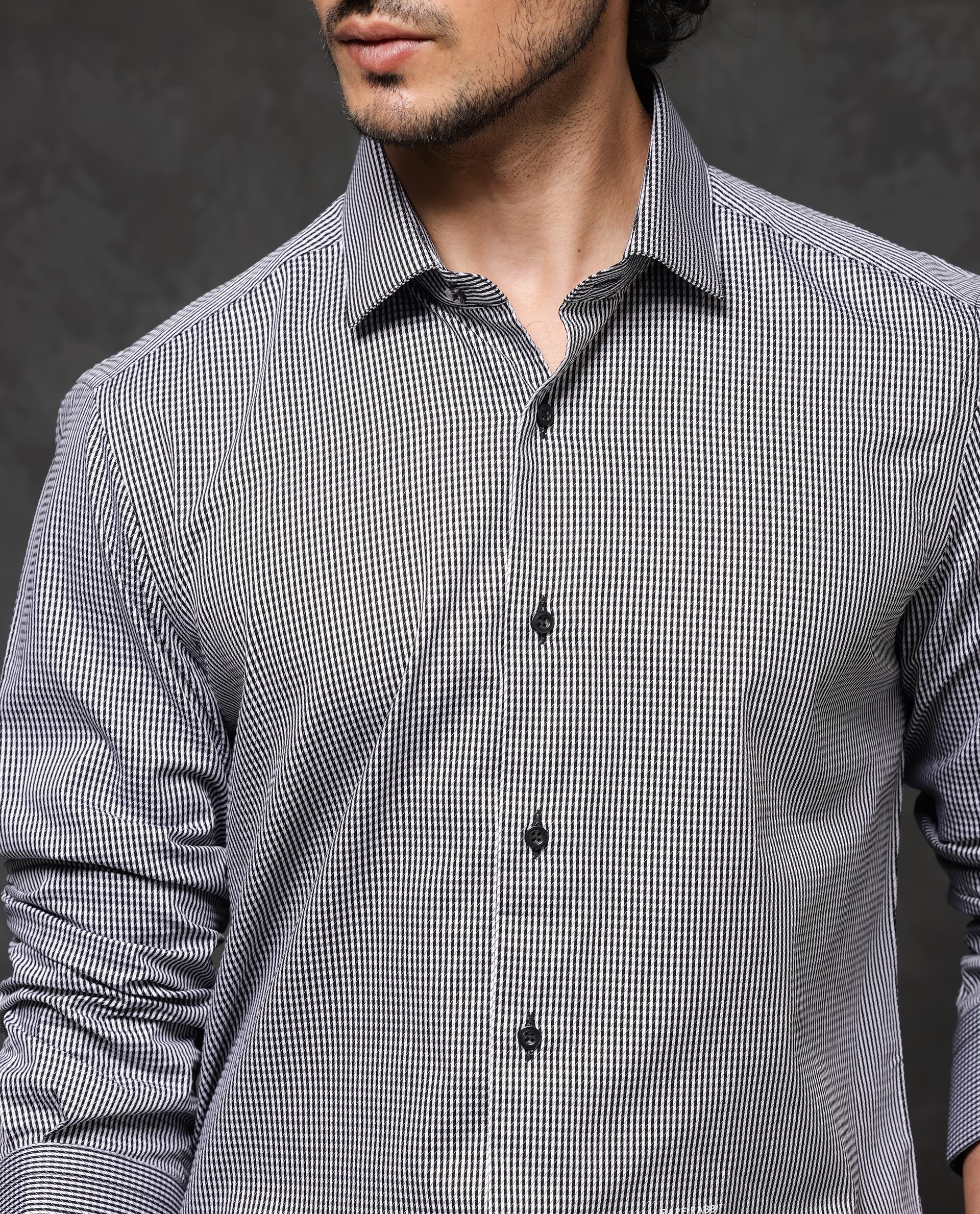 Rare Rabbit Men's Calamy Black Cotton Textured Regular Fit Full Sleeve Collared Shirt - Image 5