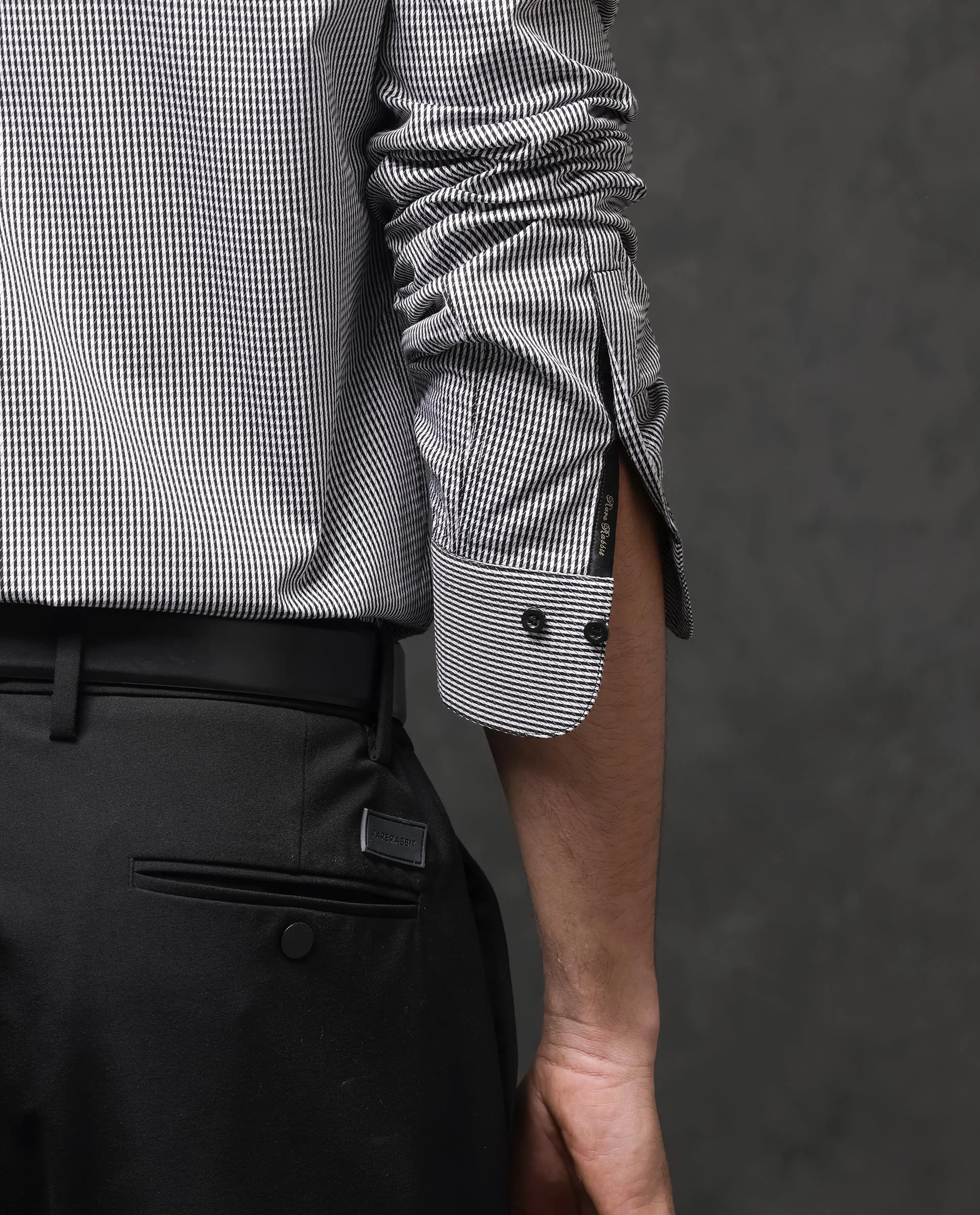 Rare Rabbit Men's Calamy Black Cotton Textured Regular Fit Full Sleeve Collared Shirt - Image 6